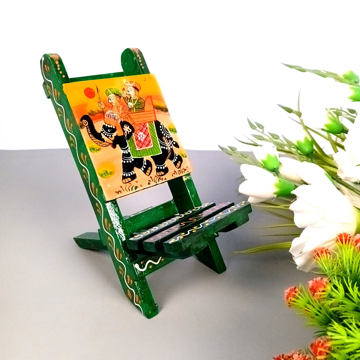 Mobile Holder Stand | Folding Chair Miniature Showpiece | Cell Phone Stand Holder - For Table, Bed, Office Desk, Home Decor & Gifts - 7 Inch - Apkamart