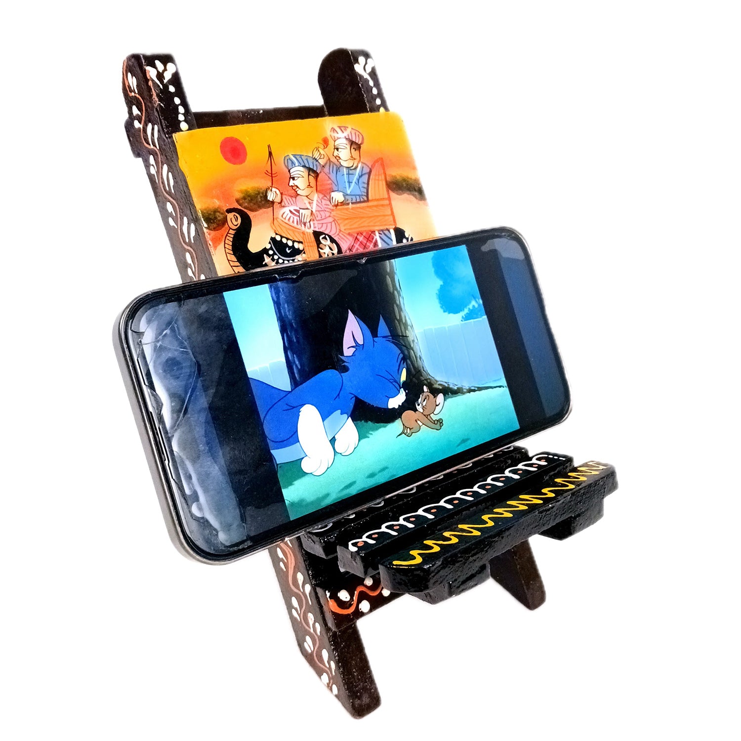 Mobile Holder Stand | Folding Chair Miniature Showpiece | Cell Phone Stand Holder - For Table, Bed, Office Desk, Home Decor & Gifts - 7 Inch (Pack of 2) - Apkamart