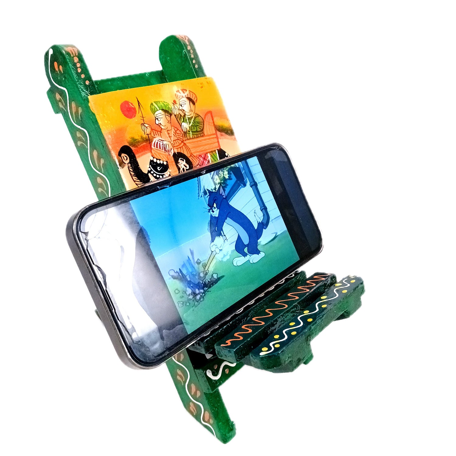 Mobile Holder Stand | Folding Chair Miniature Showpiece | Cell Phone Stand Holder - For Table, Bed, Office Desk, Home Decor & Gifts - 7 Inch (Pack of 2) - Apkamart
