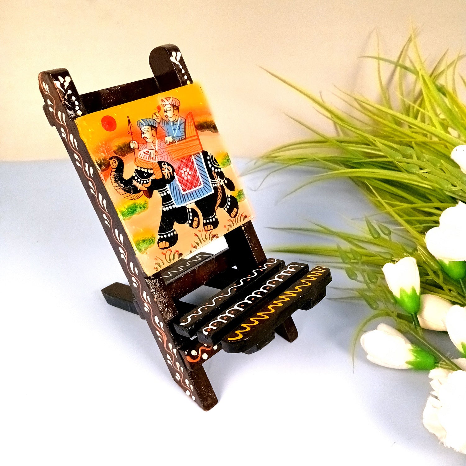 Mobile Holder Stand | Folding Chair Miniature Showpiece | Cell Phone Stand Holder - For Table, Bed, Office Desk, Home Decor & Gifts - 7 Inch - Apkamart