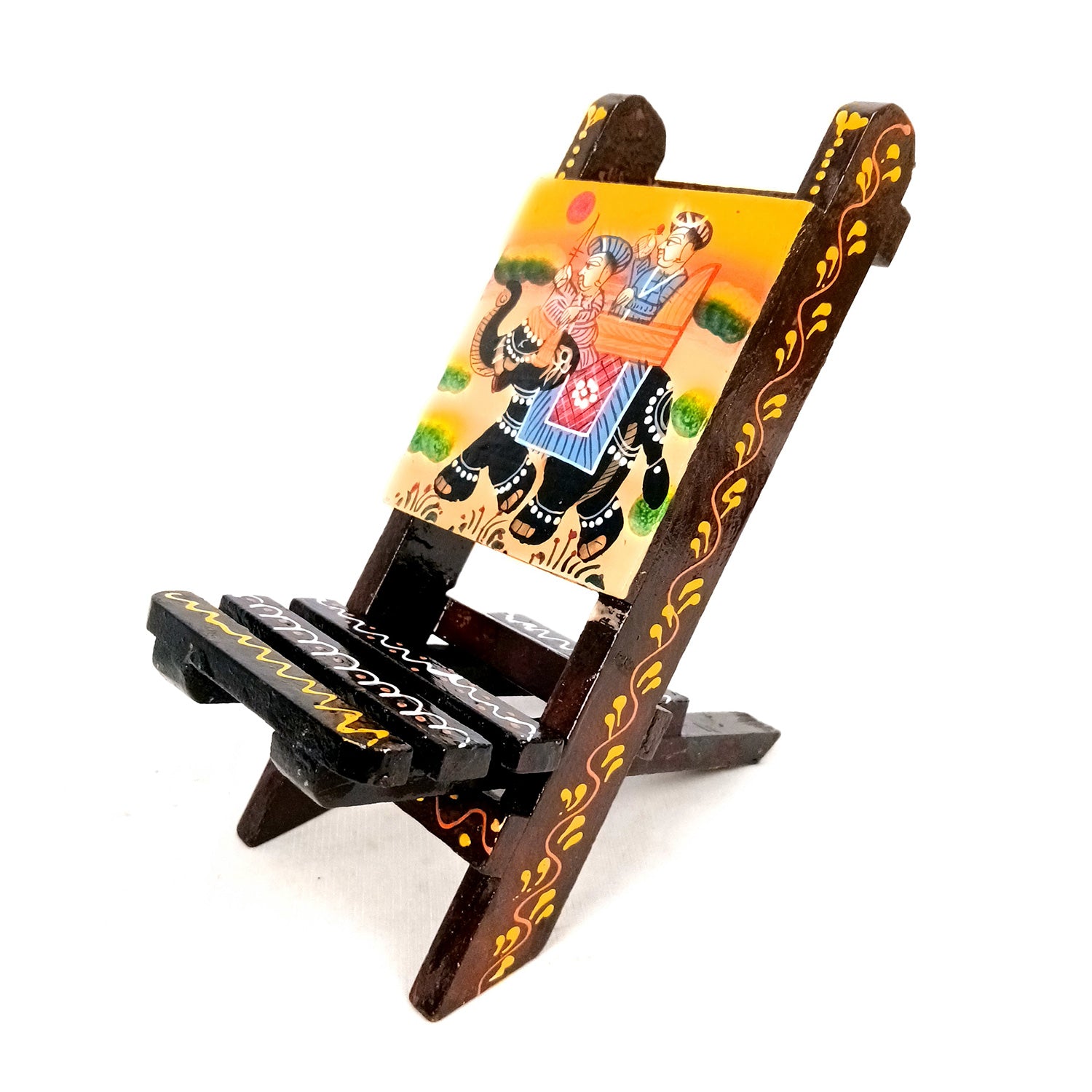 Mobile Holder Stand | Folding Chair Miniature Showpiece | Cell Phone Stand Holder - For Table, Bed, Office Desk, Home Decor & Gifts - 7 Inch - Apkamart
