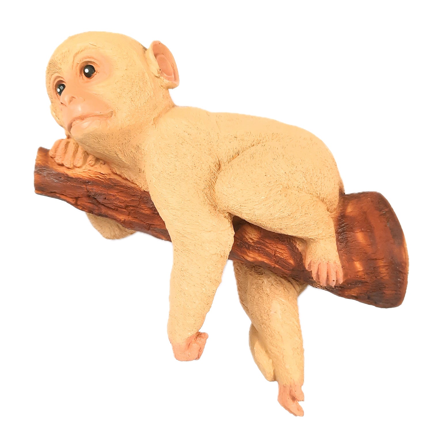 Monkey Hanging on Tree Branch Statue Wall Hanging | Animal Showpiece - For Garden Decor, Home, Living Room, Kids Room & Gifts - 12 Inch - Apkamart
