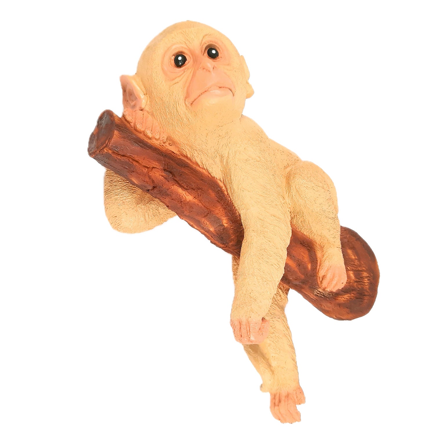 Monkey Hanging on Tree Branch Statue Wall Hanging | Animal Showpiece - For Garden Decor, Home, Living Room, Kids Room & Gifts - 12 Inch - Apkamart