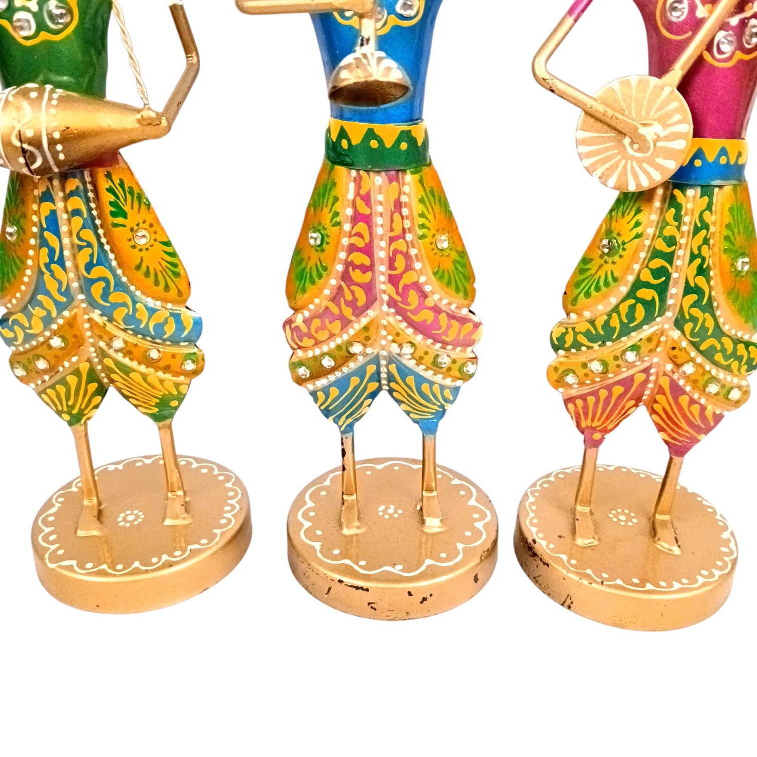 Musician Showpiece Set| Decorative Figurine for Home, Living Room & Office | Handcrafted Iron Statue & Table Showpiece for Gifting & Interior Decoration - 11 Inch (Set Of 3) - Apkamart