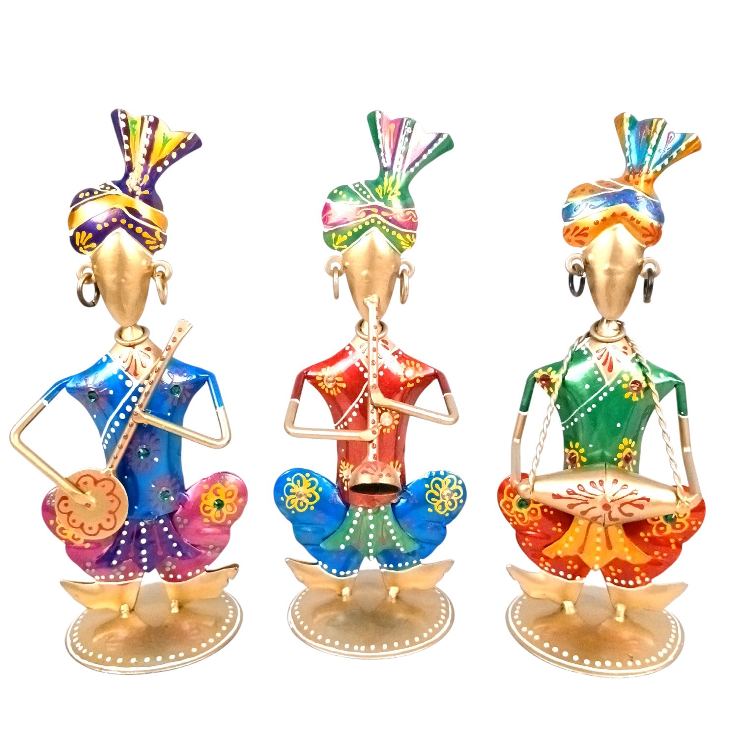 Musician Showpiece Set | Musical Figurines for Home Décor | Decorative Art Showpiece for Living Room, Table & Gifting - 8 Inch (Set Of 3) - Apkamart