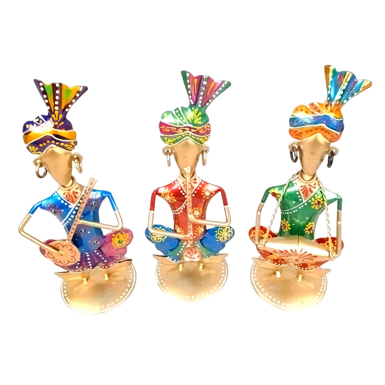Musician Showpiece Set | Musical Figurines for Home Décor | Decorative Art Showpiece for Living Room, Table & Gifting - 8 Inch (Set Of 3) - Apkamart