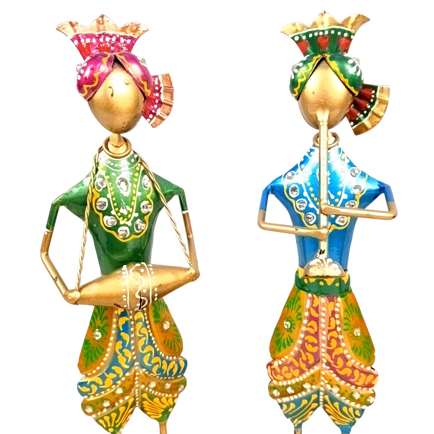 Musician Showpiece Set| Decorative Figurine for Home, Living Room & Office | Handcrafted Iron Statue & Table Showpiece for Gifting & Interior Decoration - 11 Inch (Set Of 3) - Apkamart