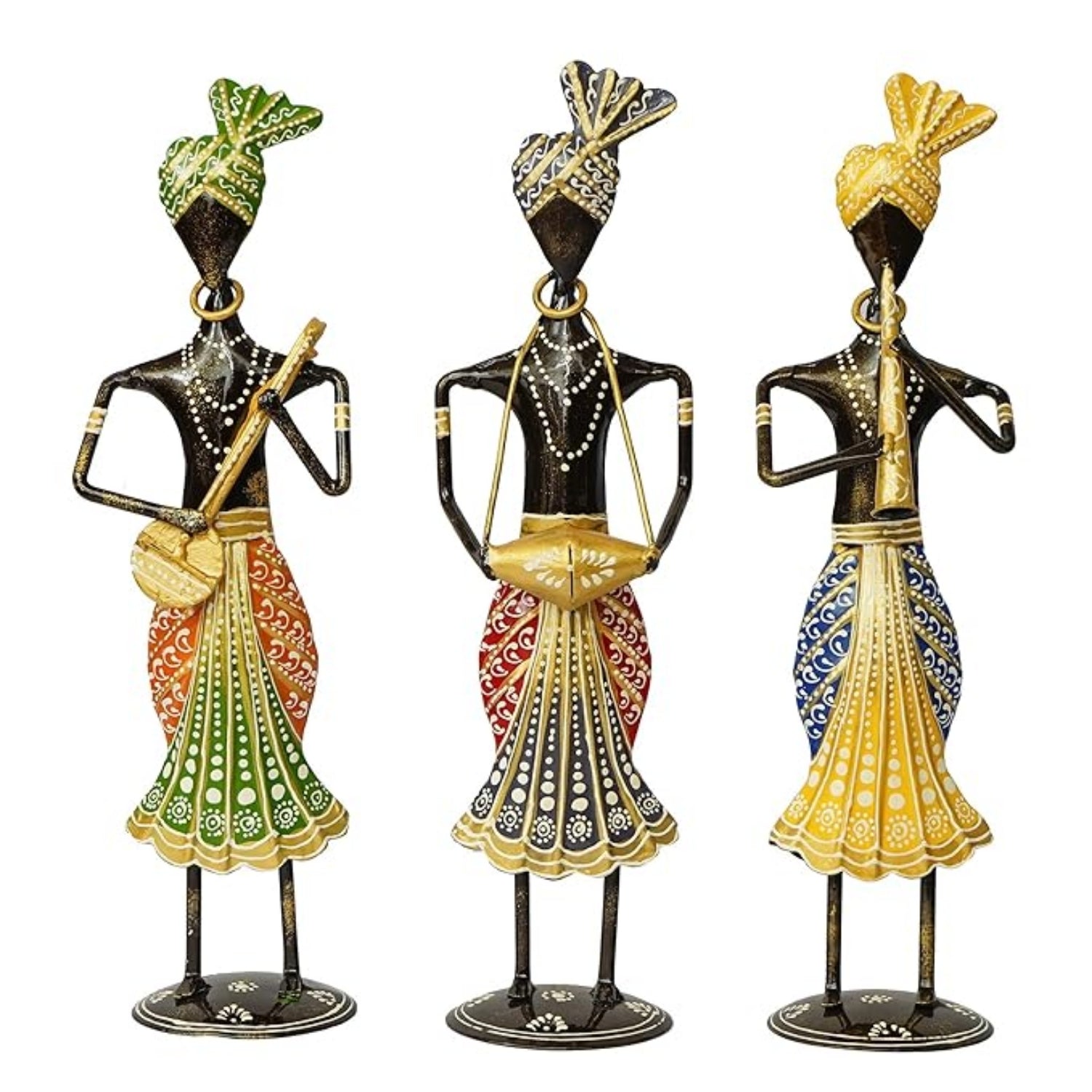 Musician Showpiece Set | Musical Figurines with Instruments for Home Decor | Artistic Table Showpiece for Living Room & Gifting - 12 Inch (Set Of 3) - Apkamart