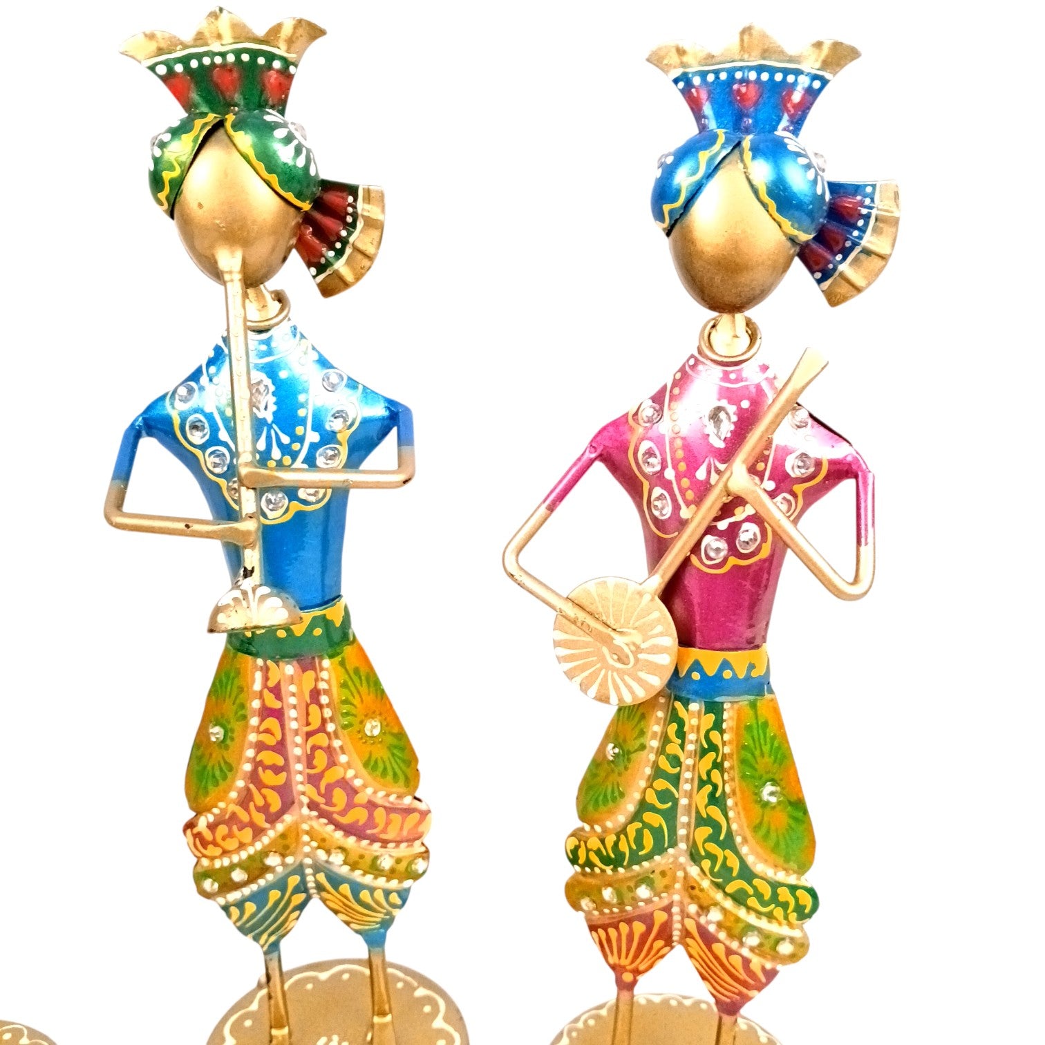 Musician Showpiece Set| Decorative Figurine for Home, Living Room & Office | Handcrafted Iron Statue & Table Showpiece for Gifting & Interior Decoration - 11 Inch (Set Of 3) - Apkamart