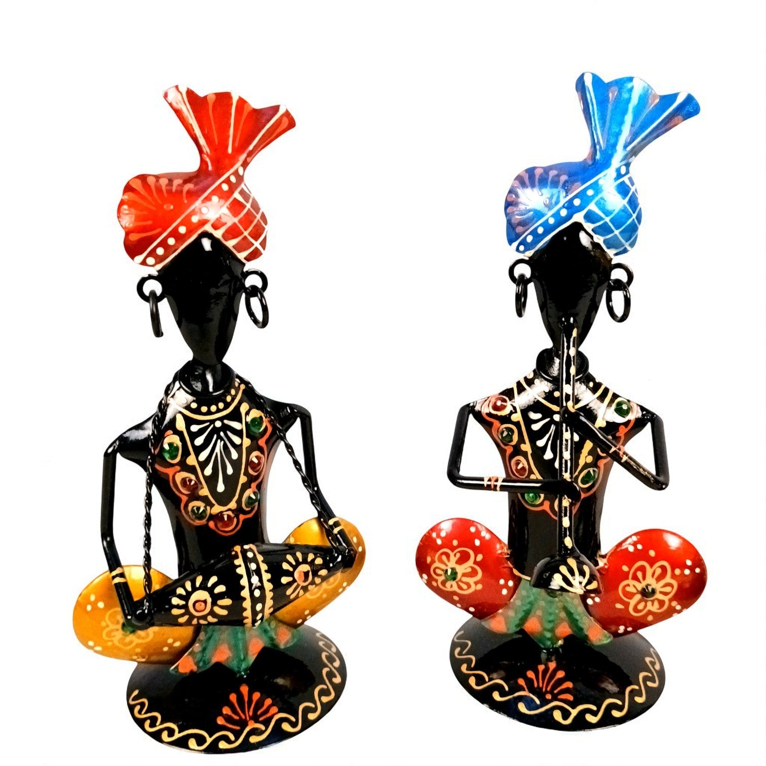 Musician Showpiece Set | Decorative Figurine for Home, Living Room & Office | Handcrafted Iron Statue & Table Showpiece for Gifting - 8 Inch (Set Of 3) - Apkamart