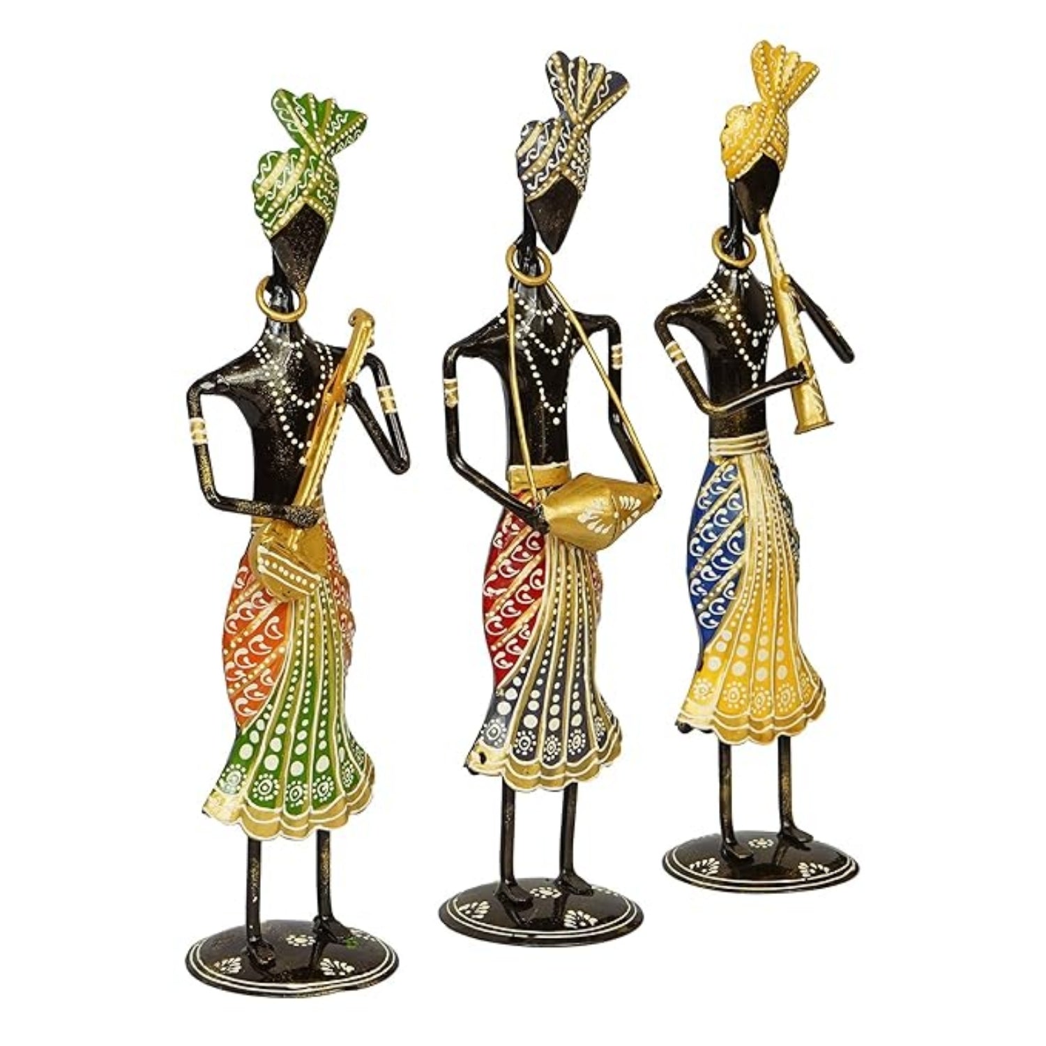 Musician Showpiece Set | Musical Figurines with Instruments for Home Decor | Artistic Table Showpiece for Living Room & Gifting - 12 Inch (Set Of 3) - Apkamart