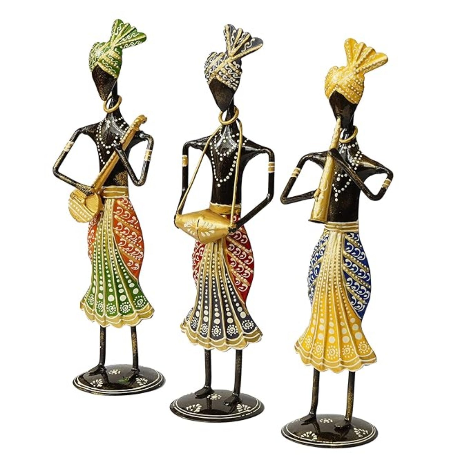 Musician Showpiece Set | Musical Figurines with Instruments for Home Decor | Artistic Table Showpiece for Living Room & Gifting - 12 Inch (Set Of 3) - Apkamart