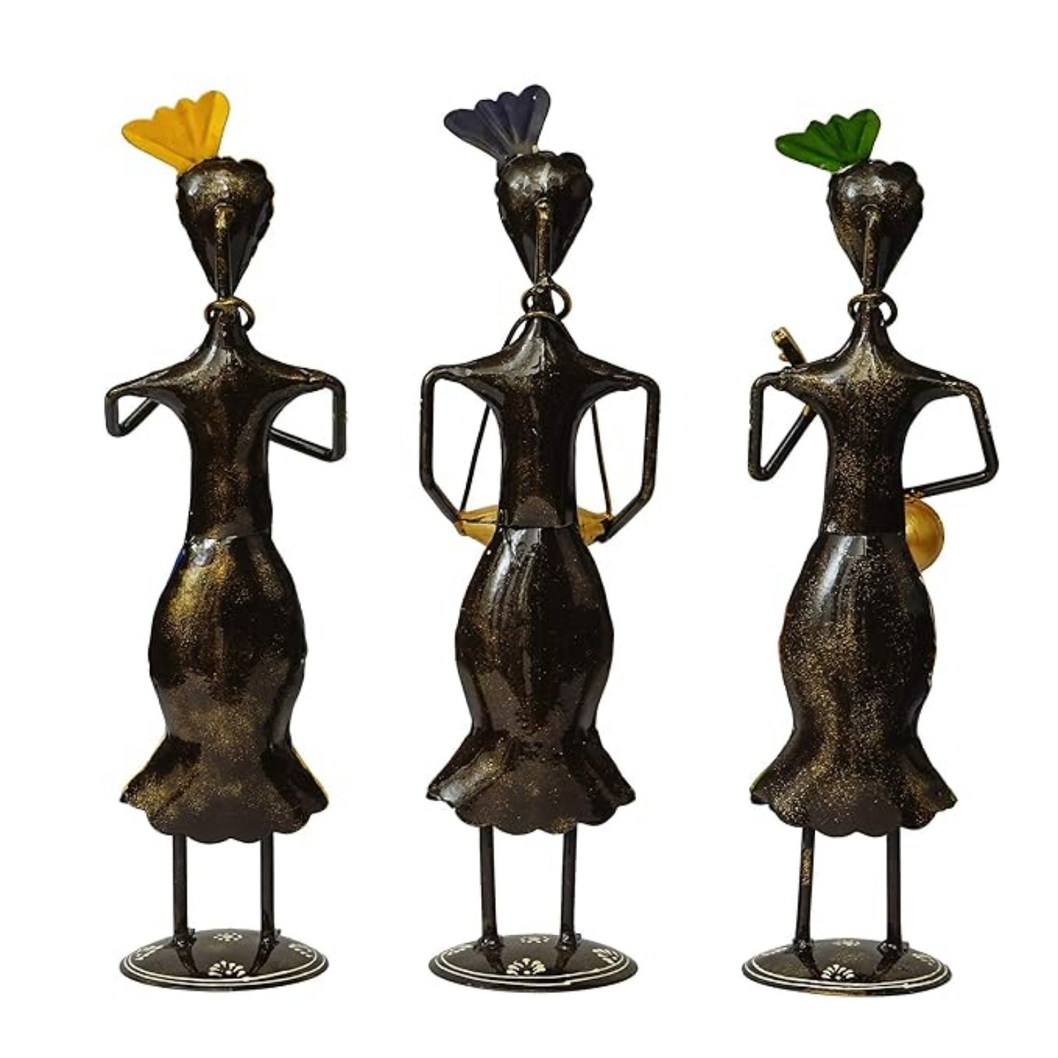 Musician Showpiece Set | Musical Figurines with Instruments for Home Decor | Artistic Table Showpiece for Living Room & Gifting - 12 Inch (Set Of 3) - Apkamart