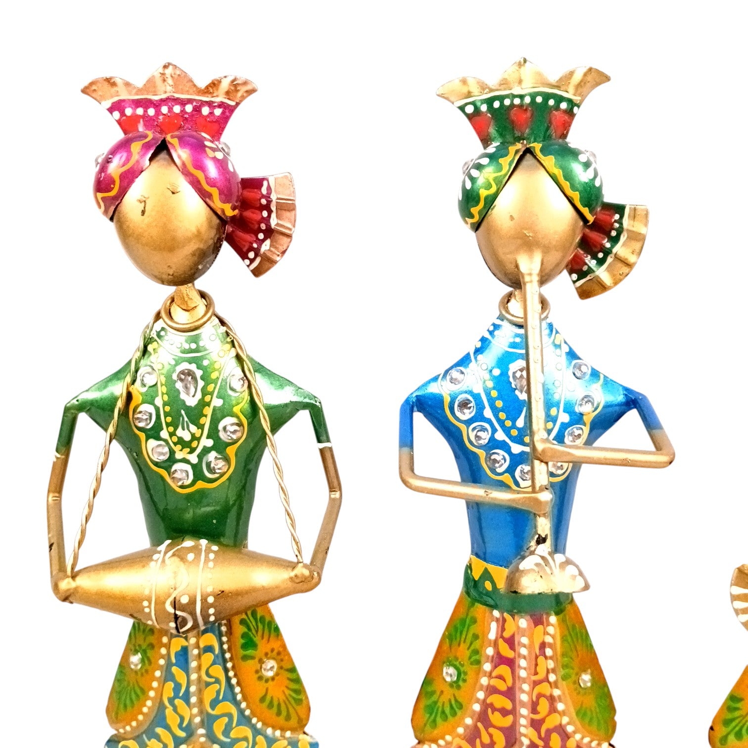 Musician Showpiece Set| Decorative Figurine for Home, Living Room & Office | Handcrafted Iron Statue & Table Showpiece for Gifting & Interior Decoration - 11 Inch (Set Of 3) - Apkamart