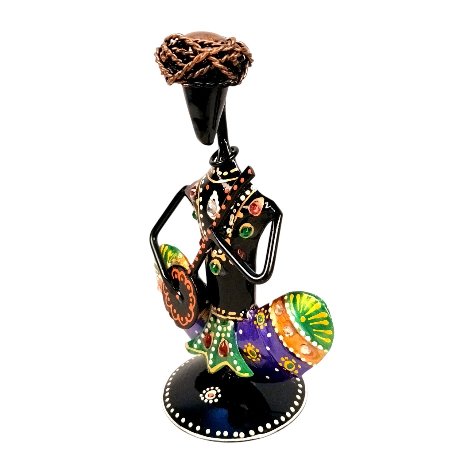 Musican Showpiece Set | Decorative Figurine for Home, Living Room & Office | Handcrafted Iron Statue & Table Showpiece for Gifting & Interior Decoration - 7 Inch (Set Of 3) - Apkamart
