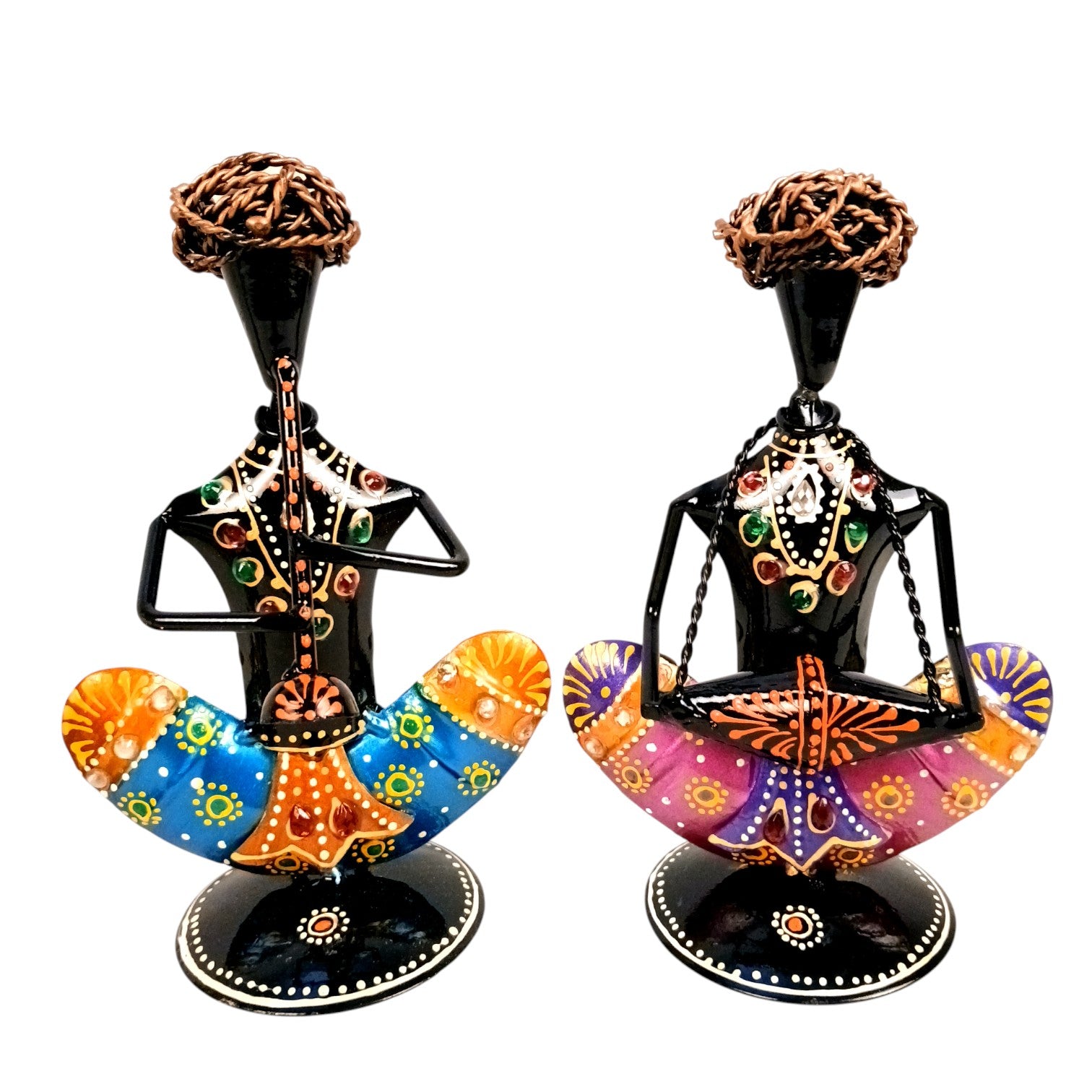 Musican Showpiece Set | Decorative Figurine for Home, Living Room & Office | Handcrafted Iron Statue & Table Showpiece for Gifting & Interior Decoration - 7 Inch (Set Of 3) - Apkamart