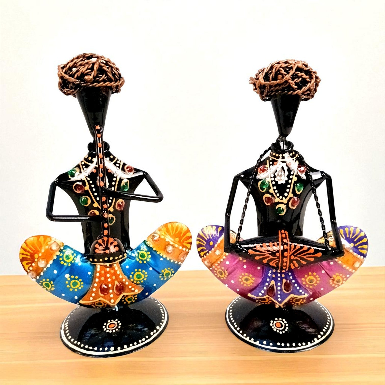 Musican Showpiece Set | Decorative Figurine for Home, Living Room & Office | Handcrafted Iron Statue & Table Showpiece for Gifting & Interior Decoration - 7 Inch (Set Of 3) - Apkamart
