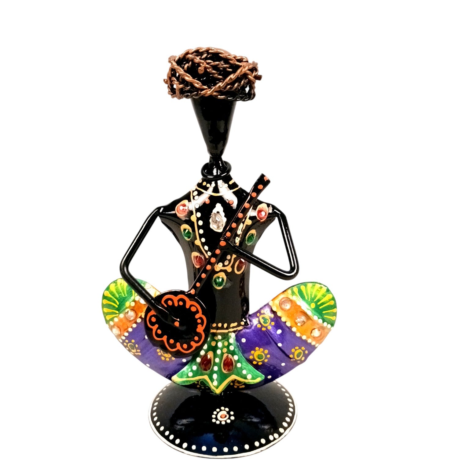 Musican Showpiece Set | Decorative Figurine for Home, Living Room & Office | Handcrafted Iron Statue & Table Showpiece for Gifting & Interior Decoration - 7 Inch (Set Of 3) - Apkamart