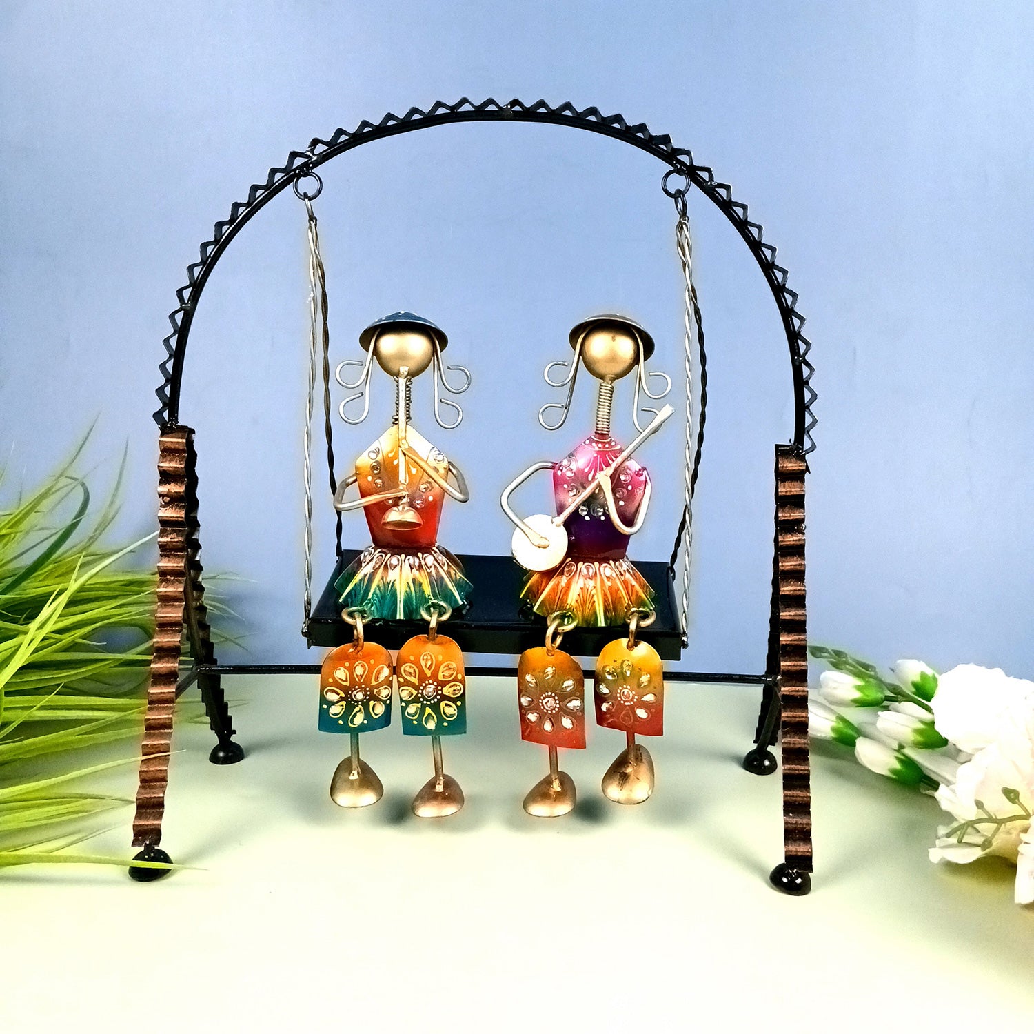 Musician Showpiece Sitting On Swing Design | Decorative Figurines With Hanging Legs - for Home, Bedroom, Living Room, Office, Table Decor & Gifts - Apkamart #Style_design 2