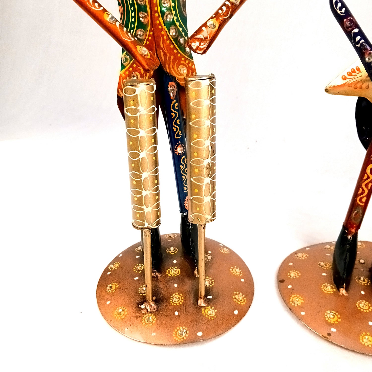 Musician Showpiece Set | Vibrant Handpainted Figurines Wearing Coat & Hat With Kundan Work - for Home, Bedroom, Living Room, Office, Table Decor & Gifts - Apkamart