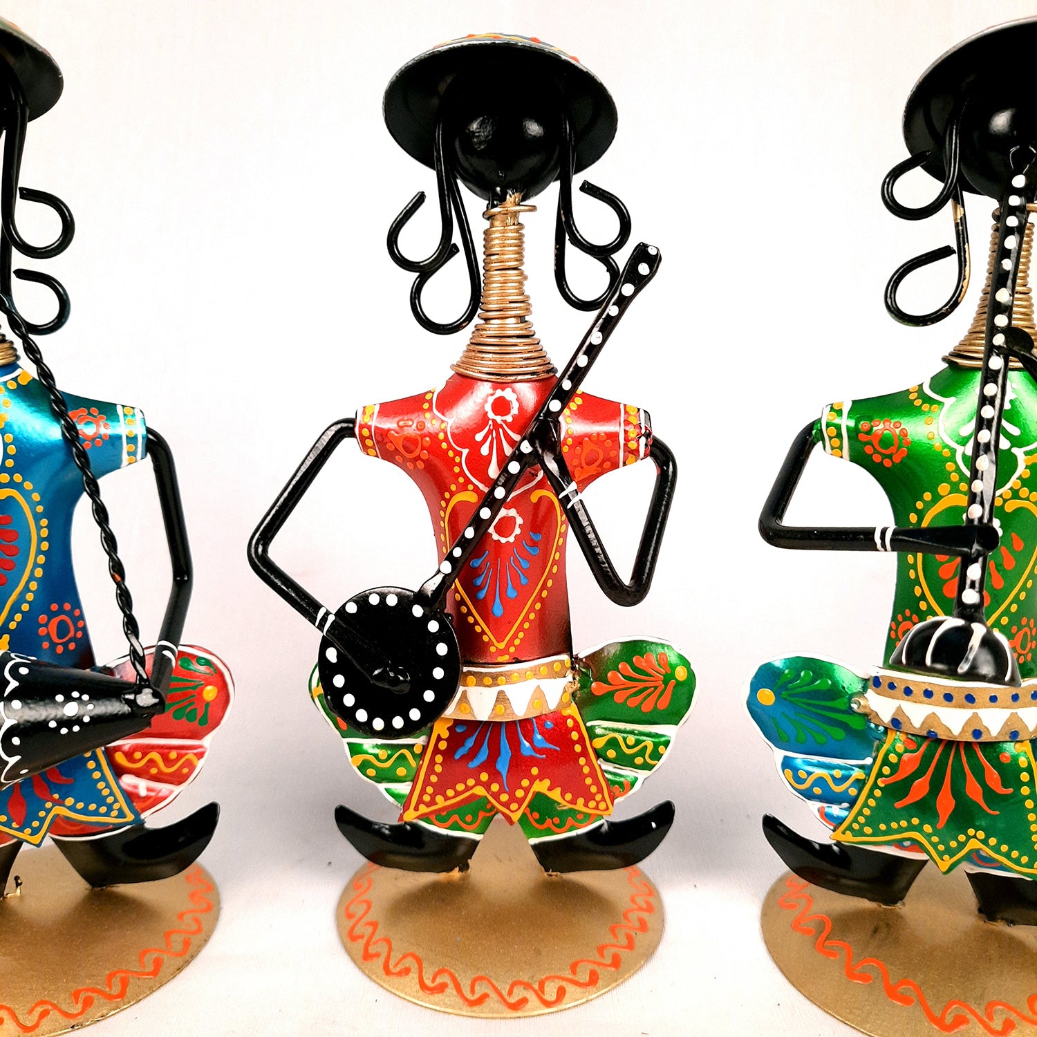 Decorative Musician-Human Figurines Table Decor - 9 Inch (Set of 3)-Apkamart #color_Black