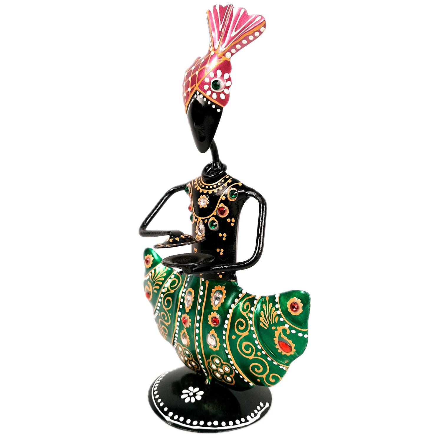 Pagdi Musician Human Figurines Showpiece - for Side Table Decoration - 8 inch-Apkamart #color_Black