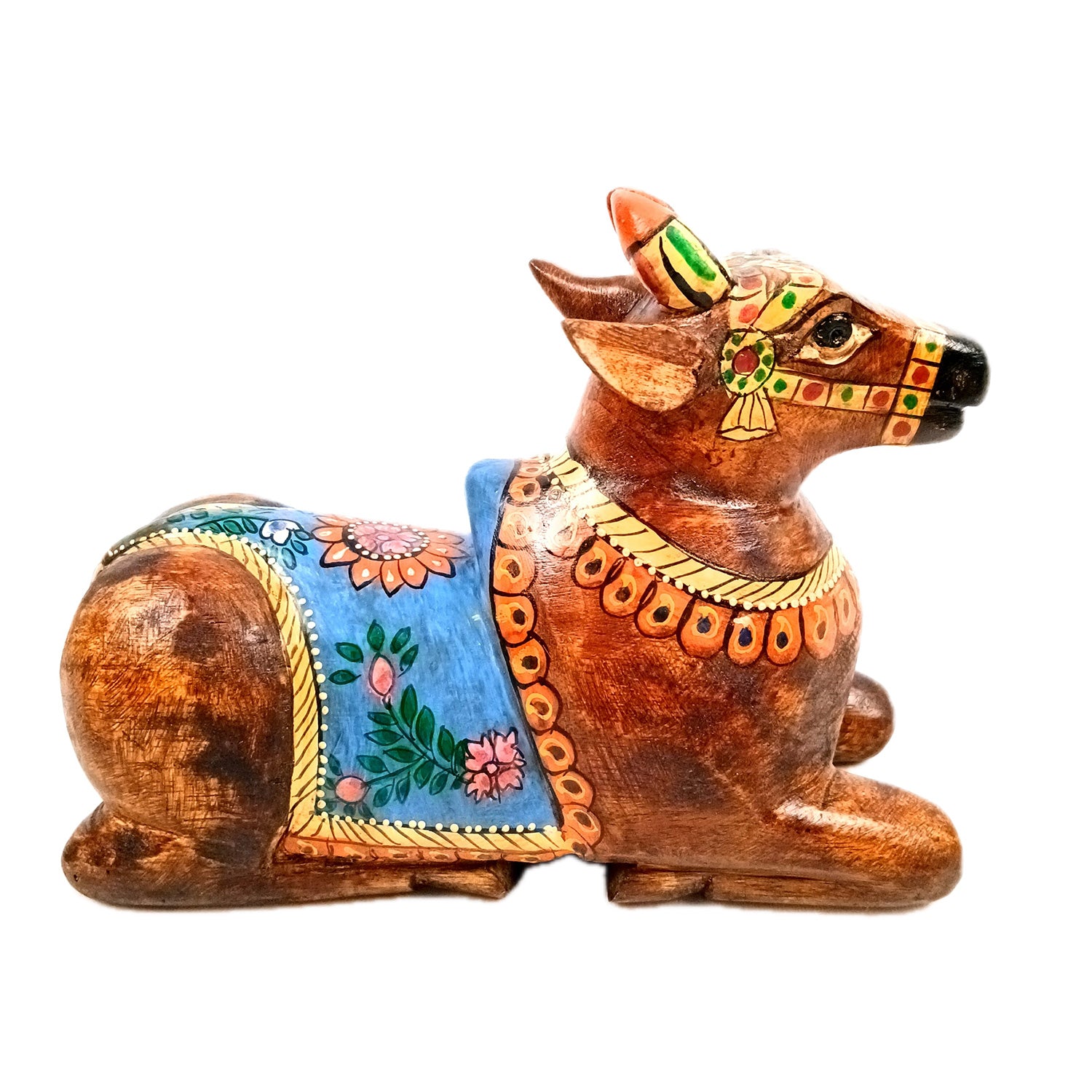 Nandi Cow Idol | Shiva Nandi Bull Statue Murti - for Home, Mandir, Puja, Temple, Office Decor & Gift - 9 Inch - Apkamart #Style_Design 1