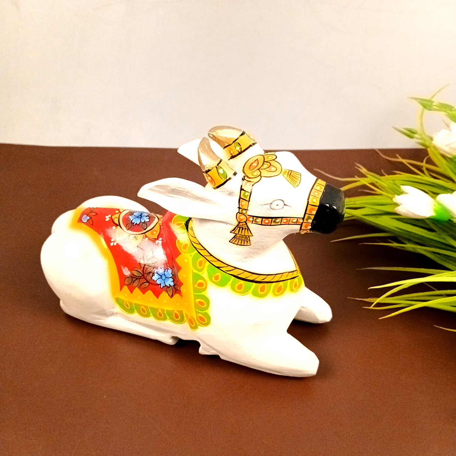 Nandi Cow Idol | Shiva Nandi Bull Statue Murti - for Home, Mandir, Puja, Temple, Office Decor & Gift - 9 Inch - Apkamart #Style_Design 2