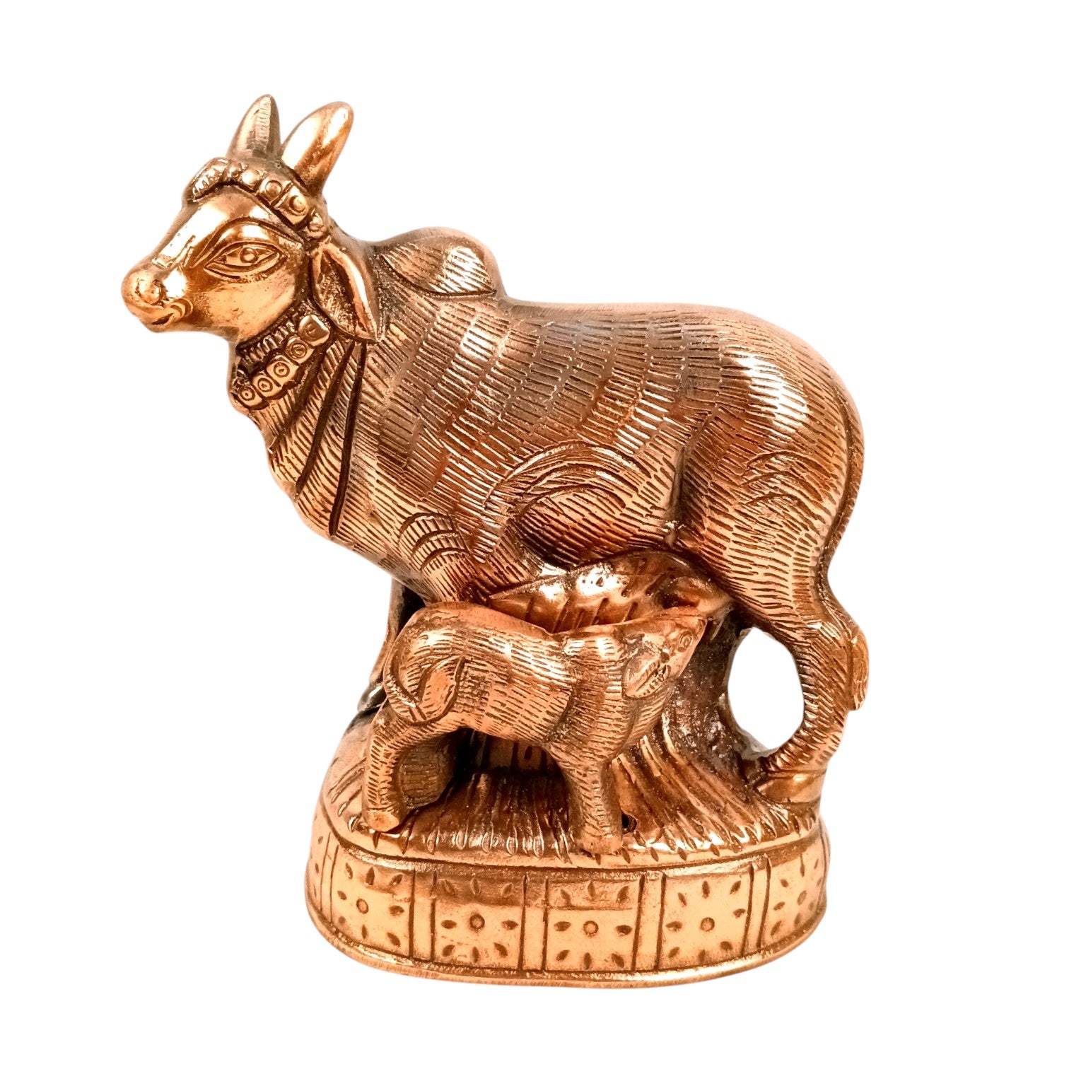 Cow Statue for Home Decor | Holy Cow & Calf Idol | Decorative Cow Figurine for Pooja Room, Living Room & Gifting - 10 Inch - Apkamart