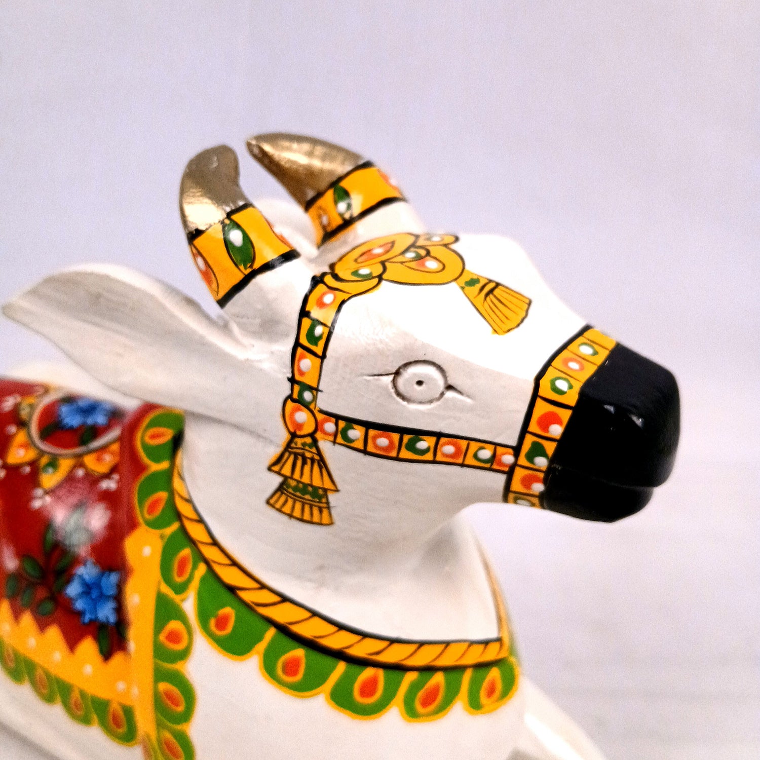 Nandi Cow Idol | Shiva Nandi Bull Statue Murti - for Home, Mandir, Puja, Temple, Office Decor & Gift - 9 Inch - Apkamart #Style_Design 2