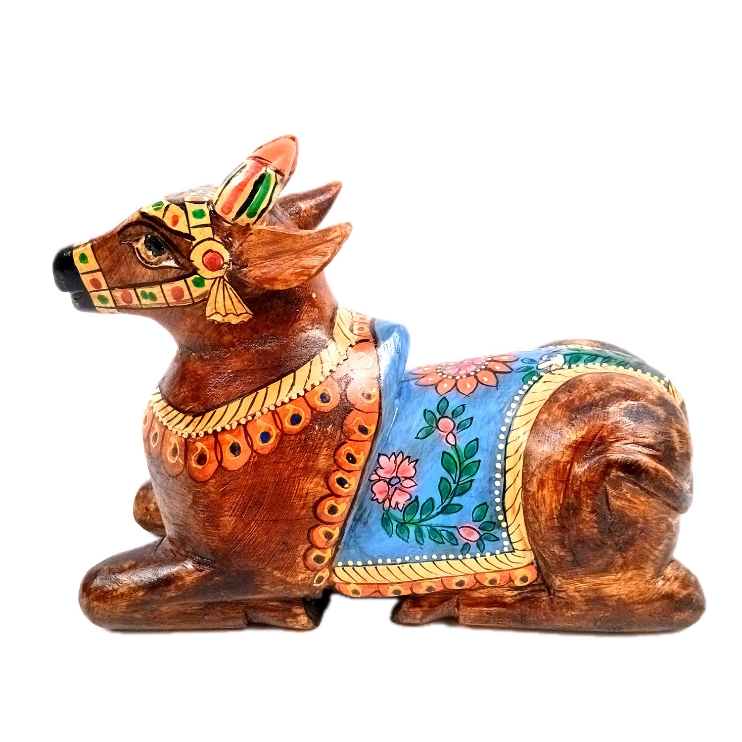 Nandi Cow Idol | Shiva Nandi Bull Statue Murti - for Home, Mandir, Puja, Temple, Office Decor & Gift - 9 Inch - Apkamart #Style_Design 1