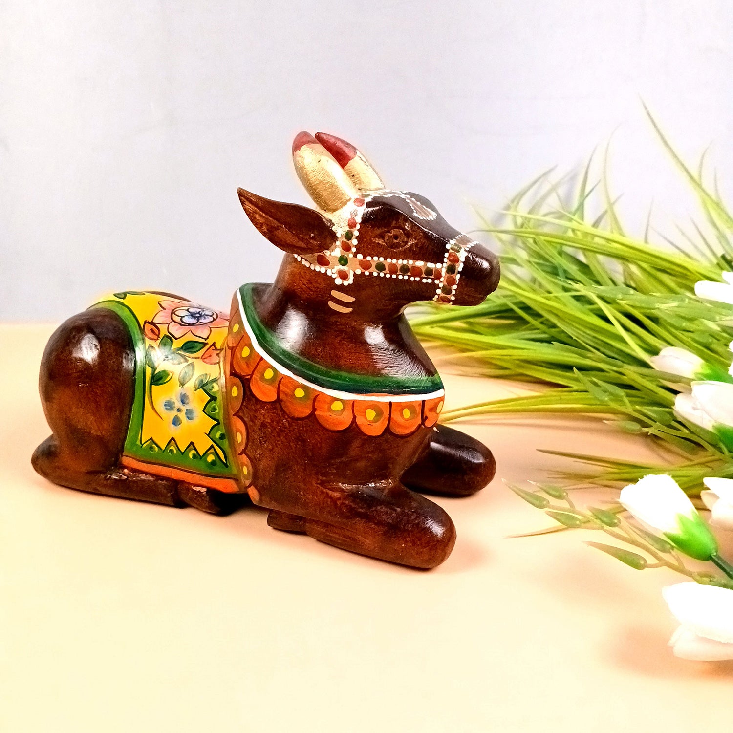 Nandi Cow Idol | Shiva Nandi Bull Statue Murti - for Home, Mandir, Puja, Temple, Office Decor & Gift - 9 Inch - Apkamart #Style_Design 2