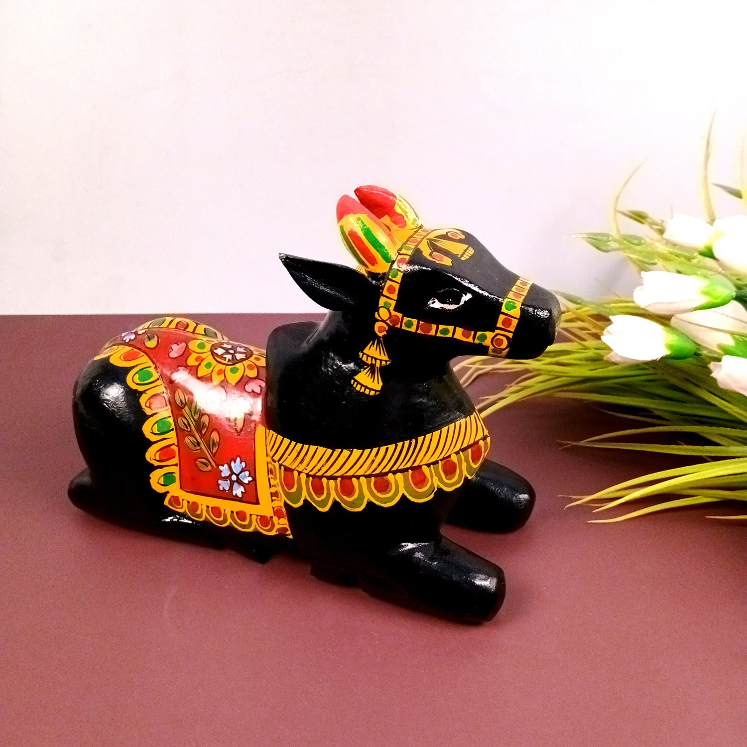 Nandi Cow Idol | Shiva Nandi Bull Statue Murti - for Home, Mandir, Puja, Temple, Office Decor & Gift - 9 Inch - Apkamart #Style_Design 1