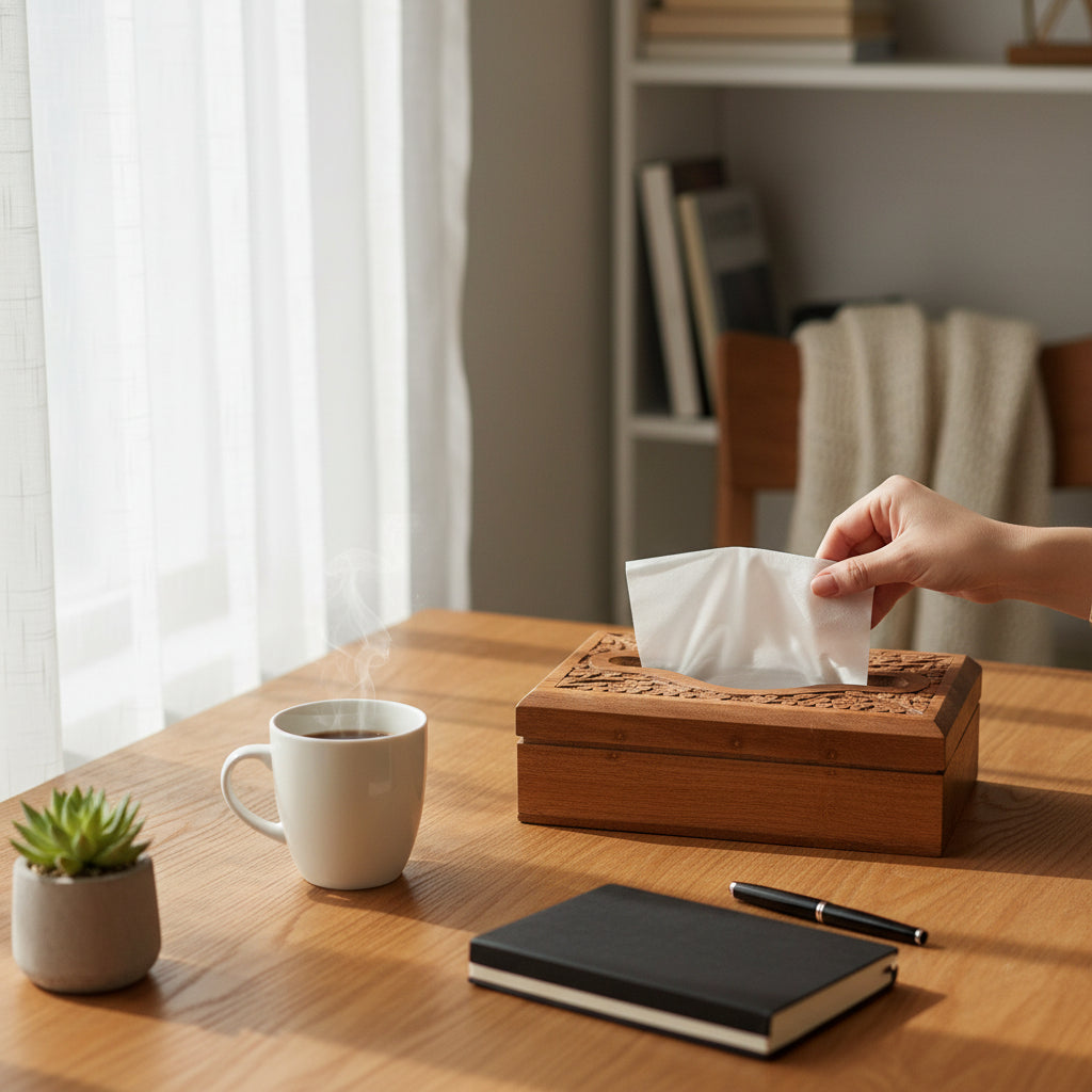 Wooden Napkin Holder | Handcrafted Wooden Tissue & Paper Napkin Stand for Dining Table, Kitchen & Home Decor | Decorative Table Organizer - 8 Inch - Apkamart