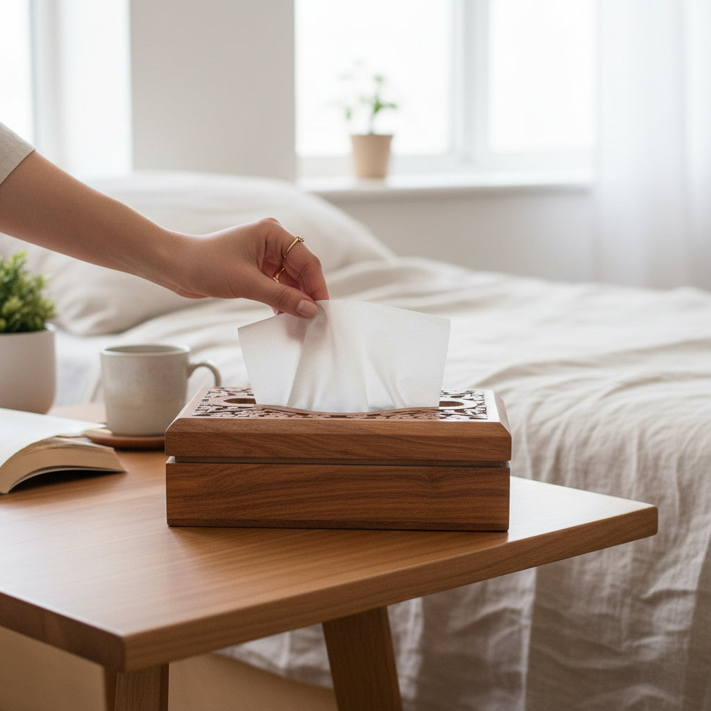 Wooden Napkin Holder | Handcrafted Wooden Tissue & Paper Napkin Stand for Dining Table, Kitchen & Home Decor | Decorative Table Organizer - 8 Inch - Apkamart