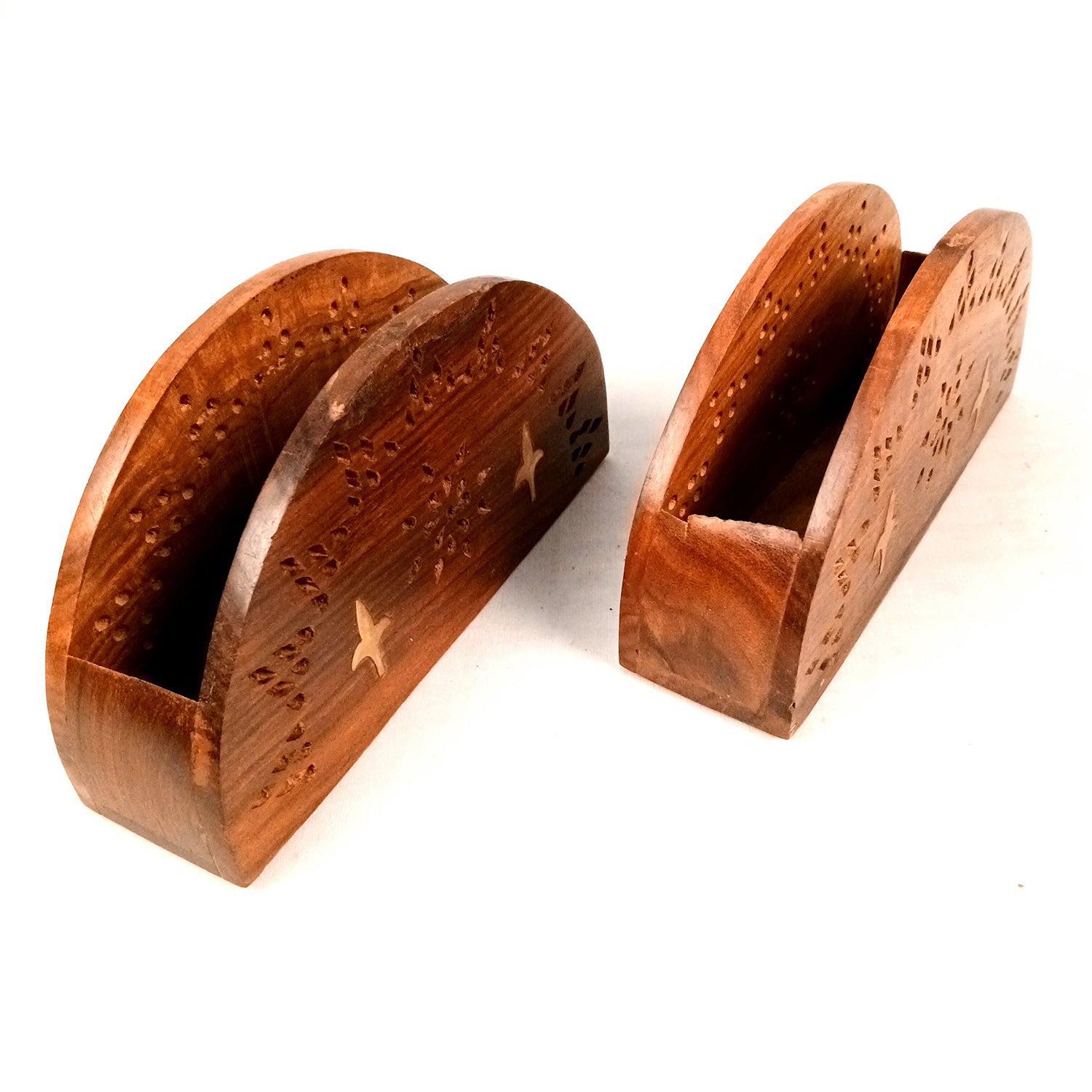 Napkin Holder | Wooden Tissue Paper Stand | Tissue Dispenser Holders - For Home, Dining Table, Kitchen, Bathroom | Office Desk Organiser & Stands - 8 Inch (Pack Of 2) - Apkamart
