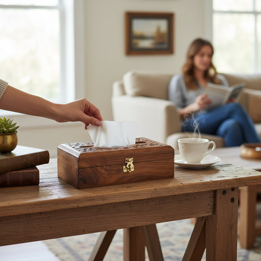 Wooden Napkin Holder | Handcrafted Wooden Tissue & Paper Napkin Stand for Dining Table, Kitchen & Home Decor | Decorative Table Organizer - 8 Inch - Apkamart
