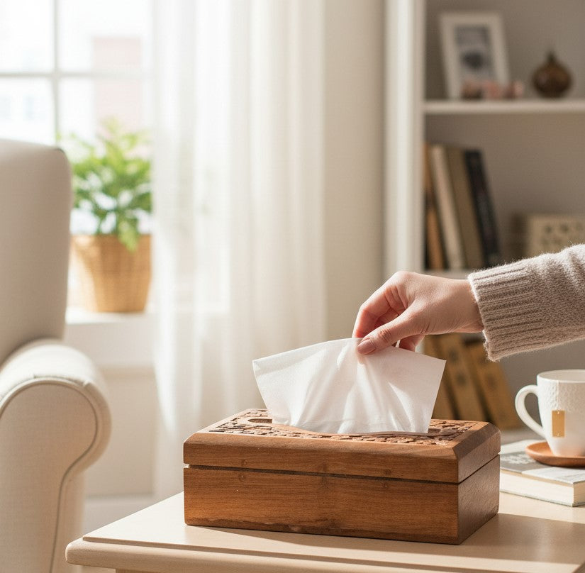Wooden Napkin Holder | Handcrafted Wooden Tissue & Paper Napkin Stand for Dining Table, Kitchen & Home Decor | Decorative Table Organizer - 8 Inch - Apkamart