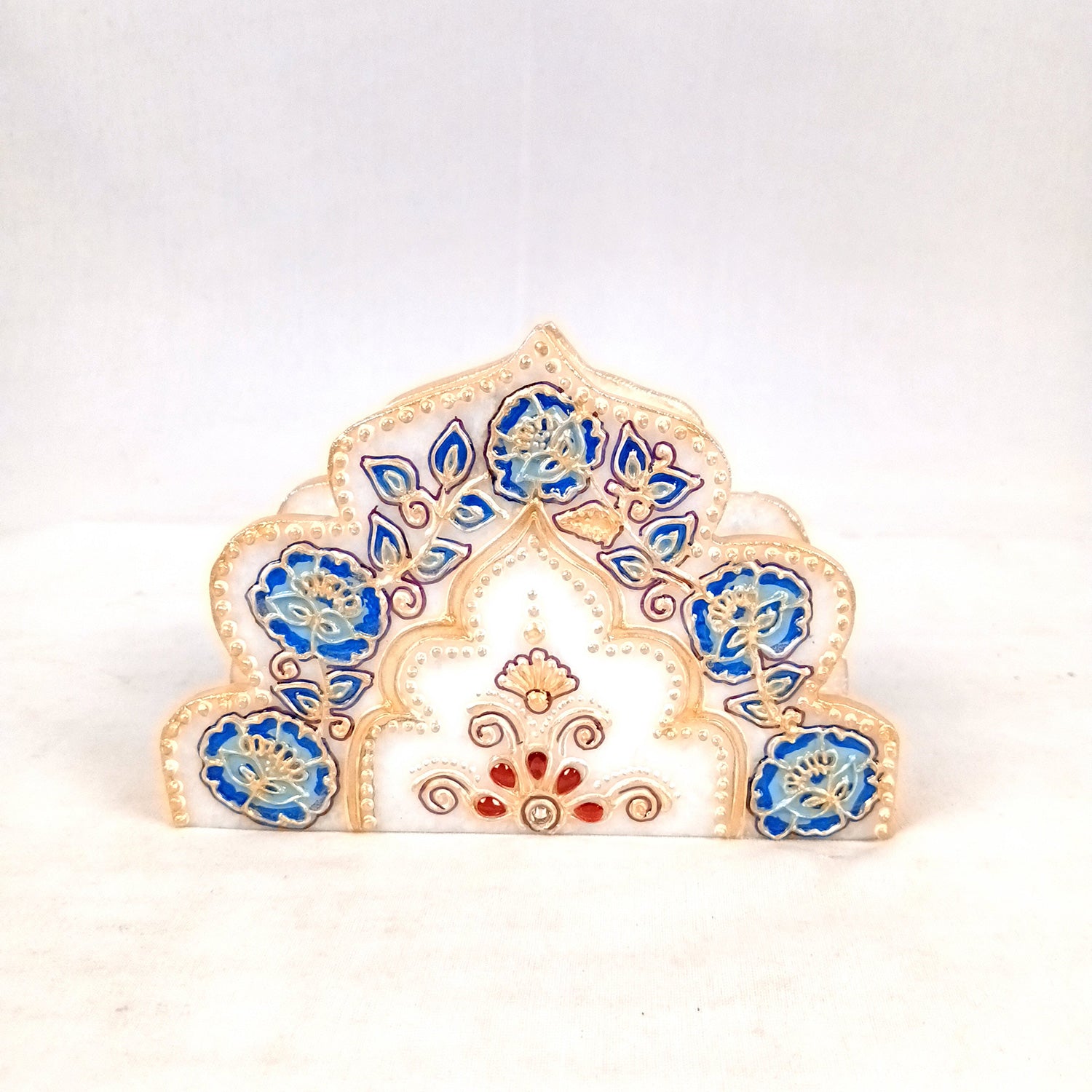 Napkin Holder Marble | Handcrafted Tissue Paper Stands Cum Dispenser with Rich Handwork - for Home, Dining Table, Kitchen, and Home Decor - 6 Inch - Apkamart