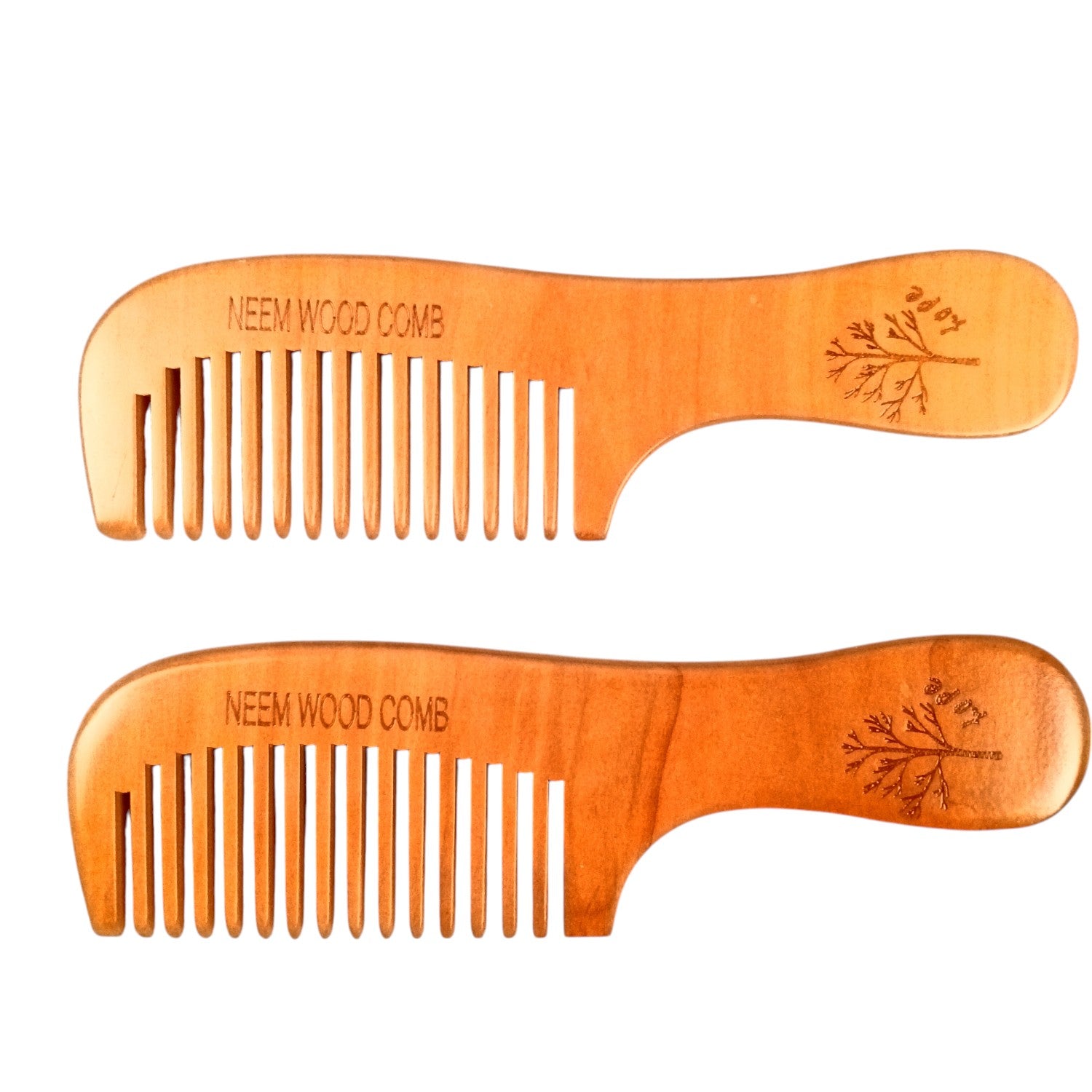 Wooden Neem Comb | Wood Comb With Handle For Men, Women | For Stimulating Hair Growth, Hair Fall, Dandruff Control, Detangling, Frizz Control - 7 Inch (pack of 2) - Apkamart