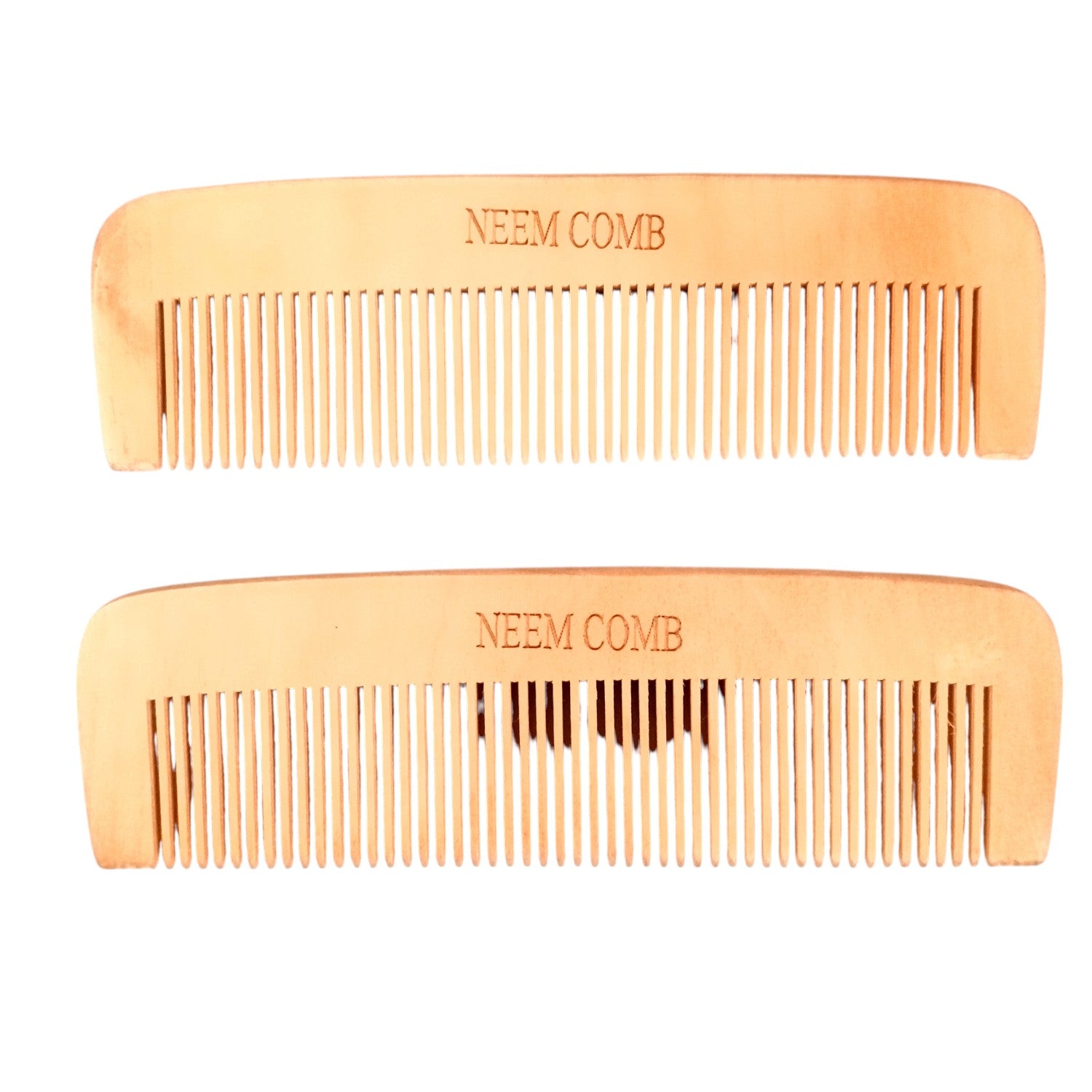 Wooden Neem Comb | Wood Comb With Handle For Men, Women | For Stimulating Hair Growth, Hair Fall, Dandruff Control, Detangling, Frizz Control - 7 Inch (Pack Of 2) - Apkamart