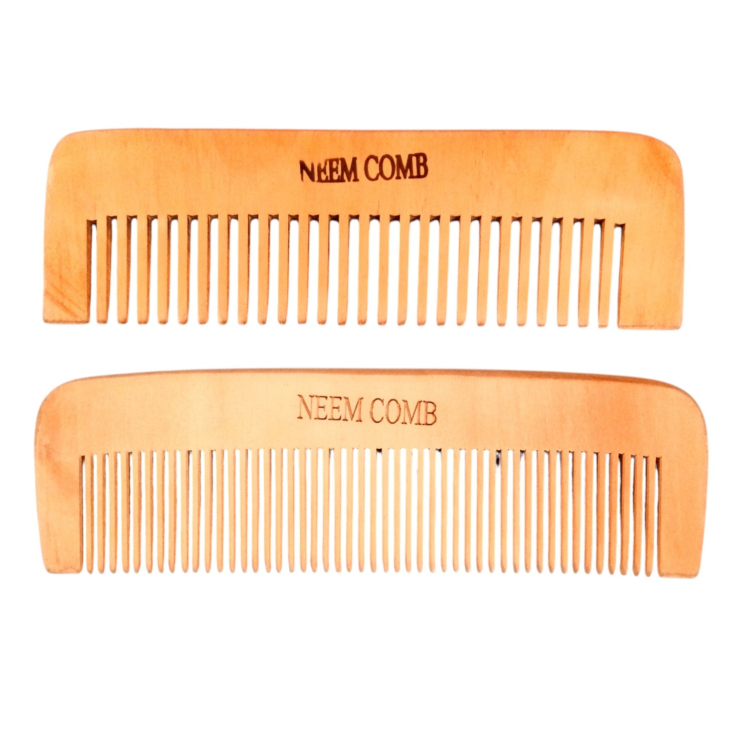 Wooden Neem Comb | Wood Comb With Handle For Men, Women | For Stimulating Hair Growth, Hair Fall, Dandruff Control, Detangling, Frizz Control - 7 Inch (Set of 2) - Apkamart