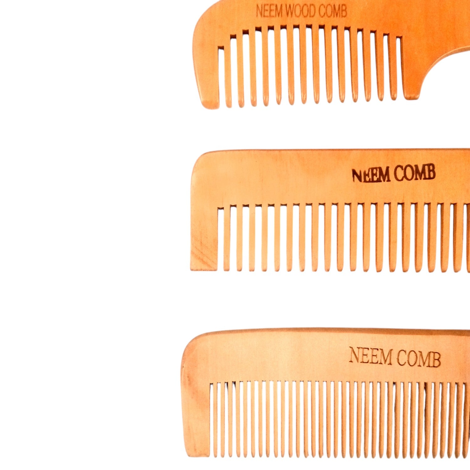 Wooden Neem Comb | Wood Comb With Handle For Men, Women | For Stimulating Hair Growth, Hair Fall, Dandruff Control, Detangling, Frizz Control - 7 Inch (Set Of 3) - Apkamart
