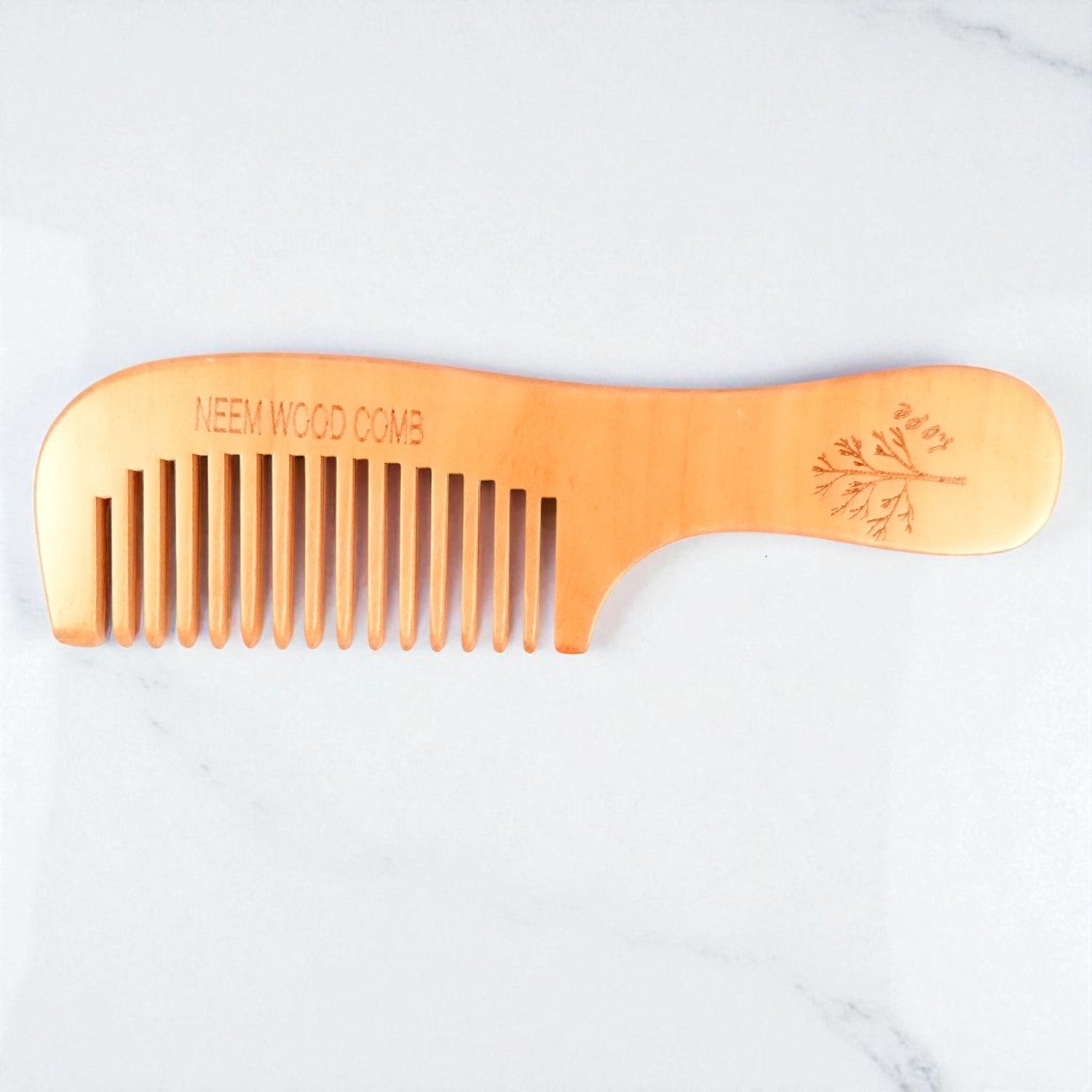 Wooden Neem Comb | Wood Comb With Handle For Men, Women | For Stimulating Hair Growth, Hair Fall, Dandruff Control, Detangling, Frizz Control - 7 Inch (pack of 2) - Apkamart