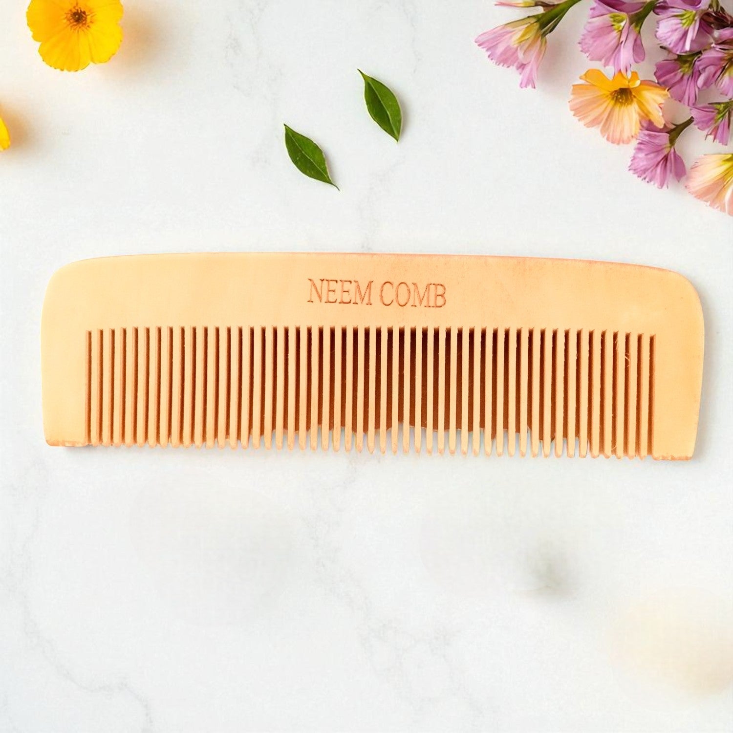 Wooden Neem Comb | Wood Comb With Handle For Men, Women | For Stimulating Hair Growth, Hair Fall, Dandruff Control, Detangling, Frizz Control - 7 Inch - Apkamart