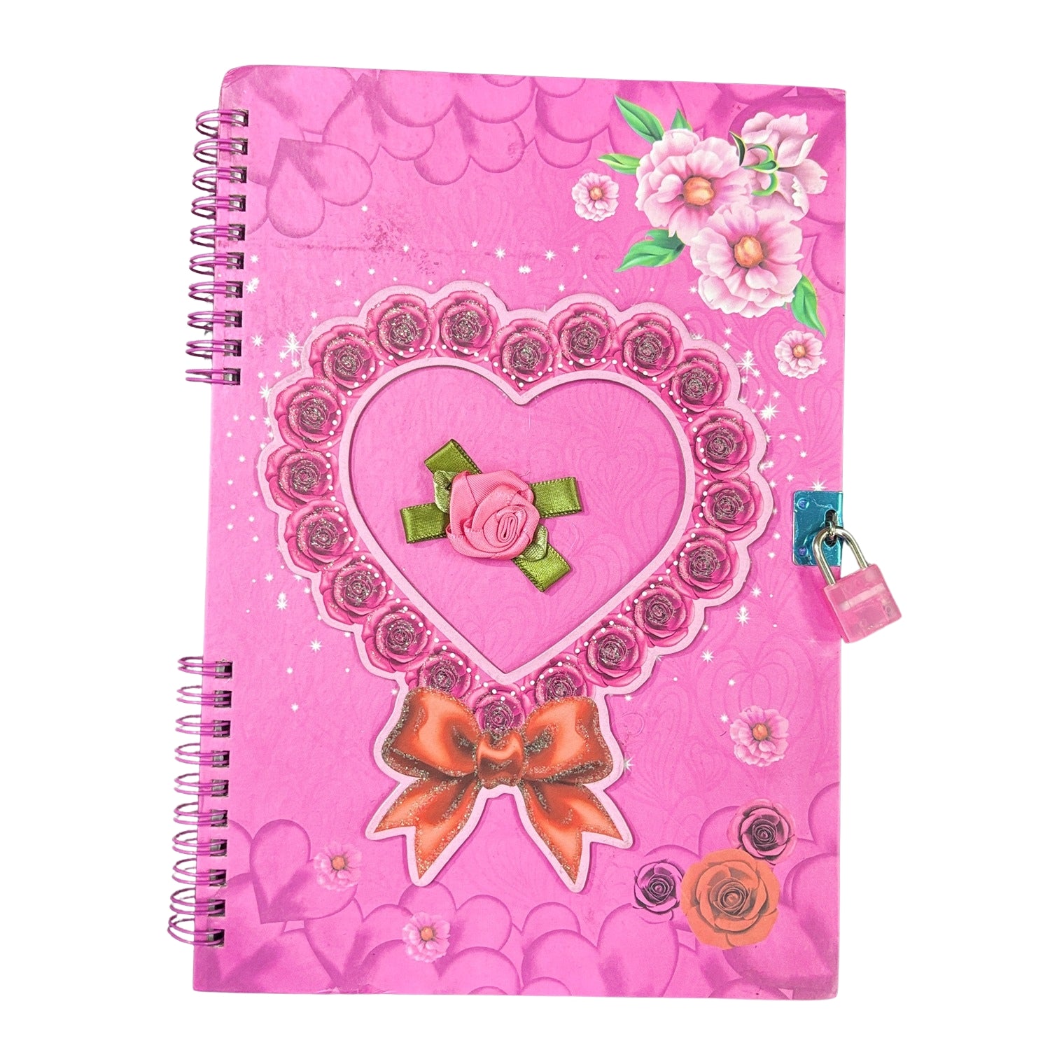 Heart Design Note Book with Lock Diary for Kids Secure Journal Creative Writing Pad Ideal Return Gift for Children - 9 Inch - Apkamart