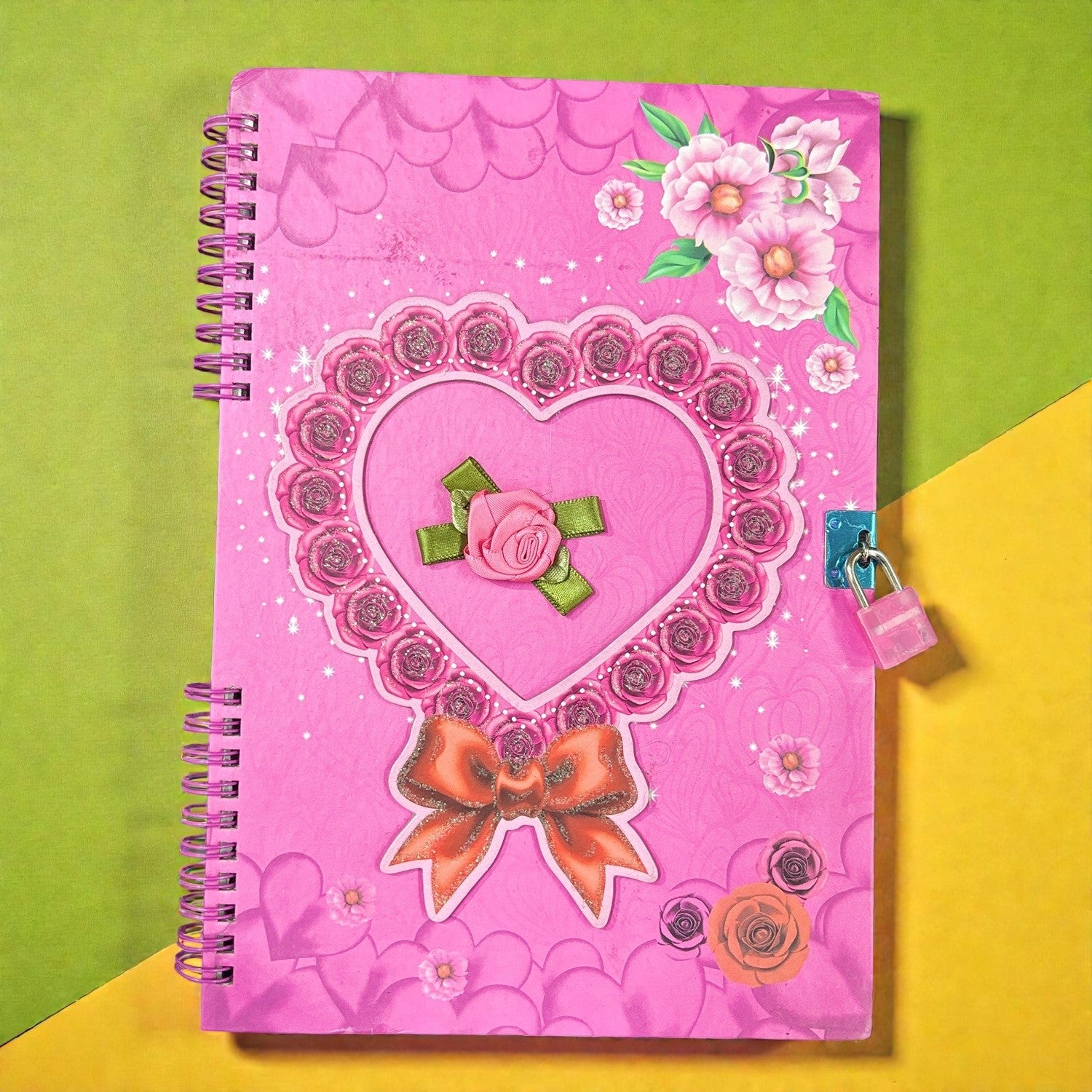 Heart Design Note Book with Lock Diary for Kids Secure Journal Creative Writing Pad Ideal Return Gift for Children - 9 Inch - Apkamart