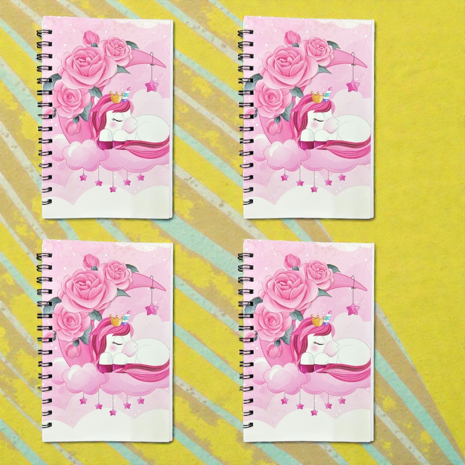 Spiral Note Book Single Line | A6 Size Note Book (60 Pages) - For Kids, Students & Return Gifts - Apkamart #Style_pack Of 4