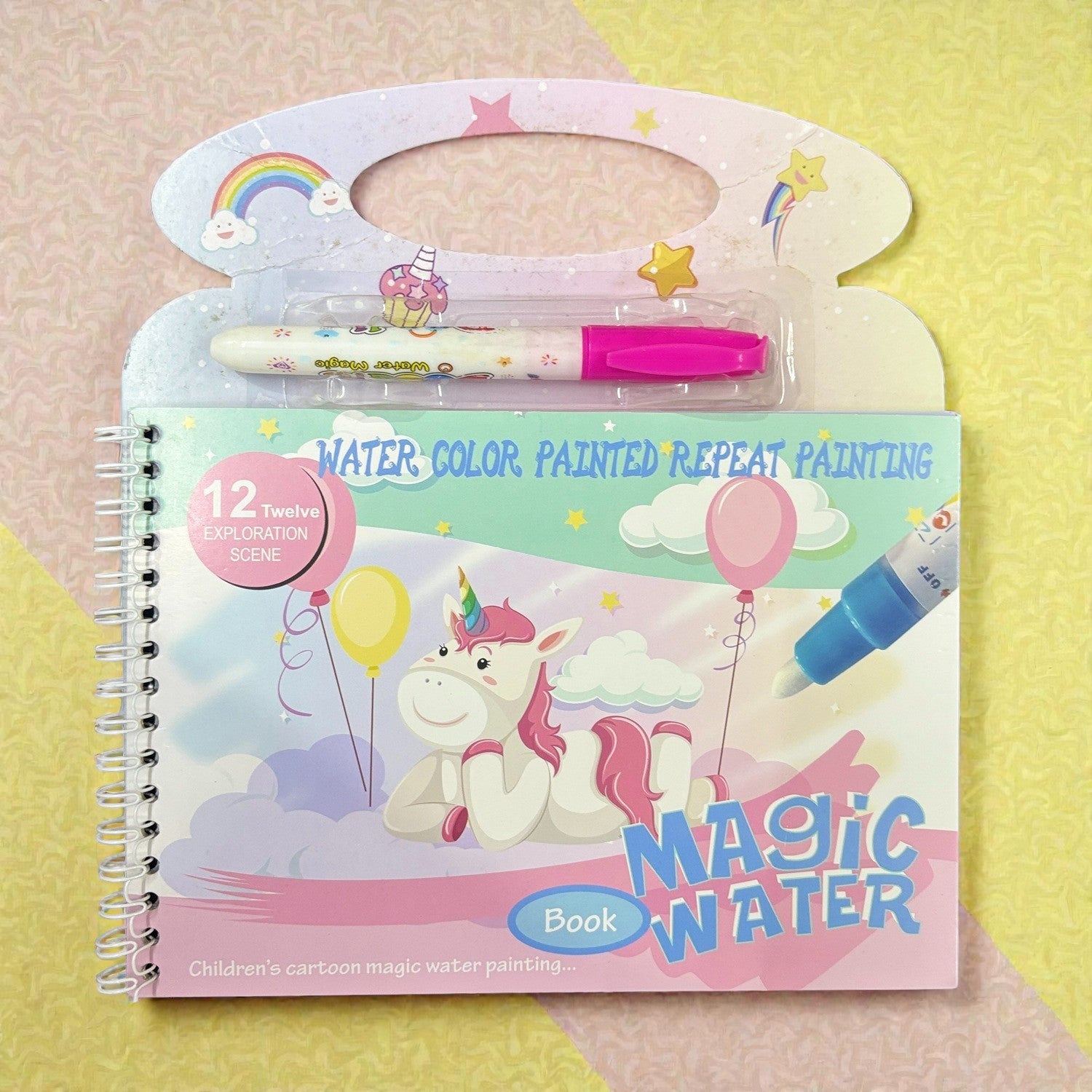 Magic Book Quick Dry Water Drawing Book Reusable Doodle Diary Notebook with Magic Pen for Kids Learning Painting Coloring Activity Return Gift - 6 Inch - Apkamart