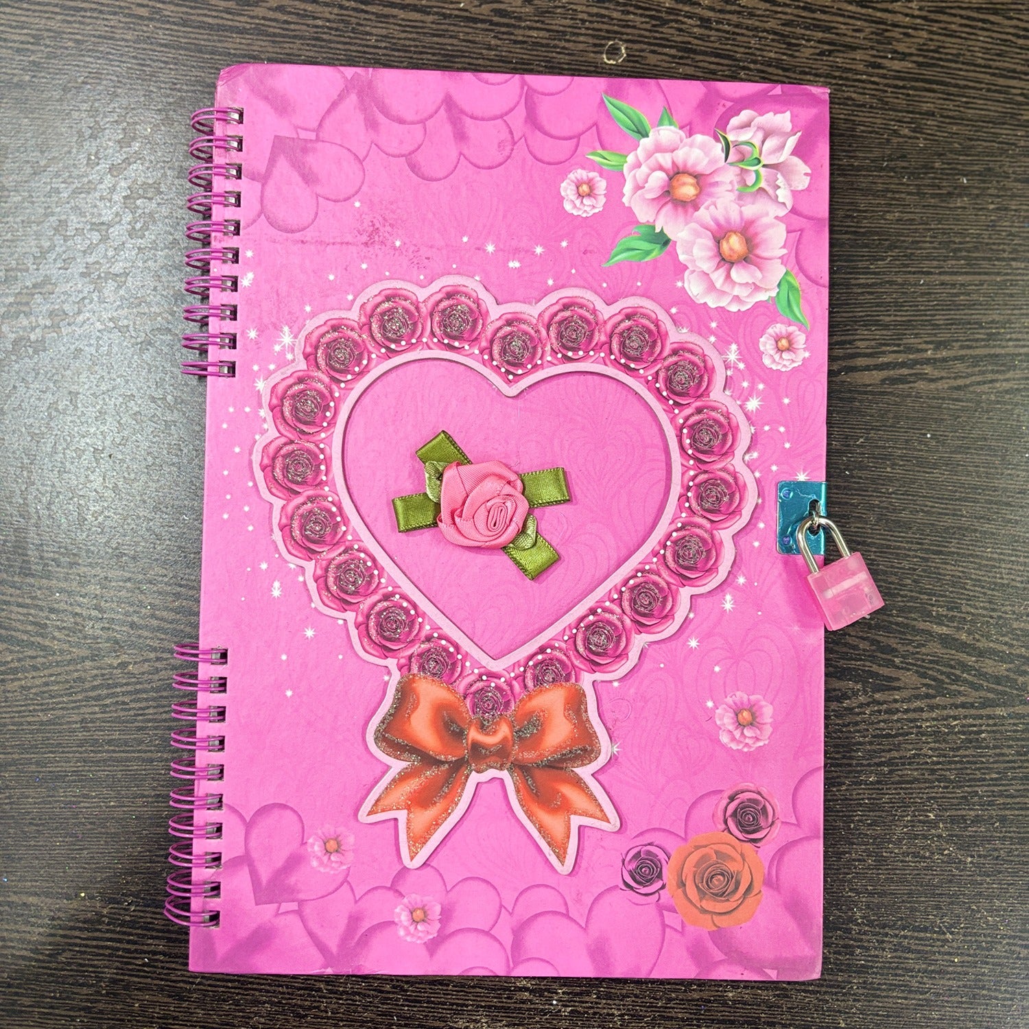 Heart Design Note Book with Lock Diary for Kids Secure Journal Creative Writing Pad Ideal Return Gift for Children - 9 Inch - Apkamart